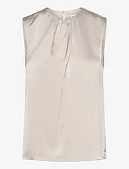 Calvin Klein - SHINY SATIN FLUID NS BLOUSE - sleeveless blouses - sand pebble - 0