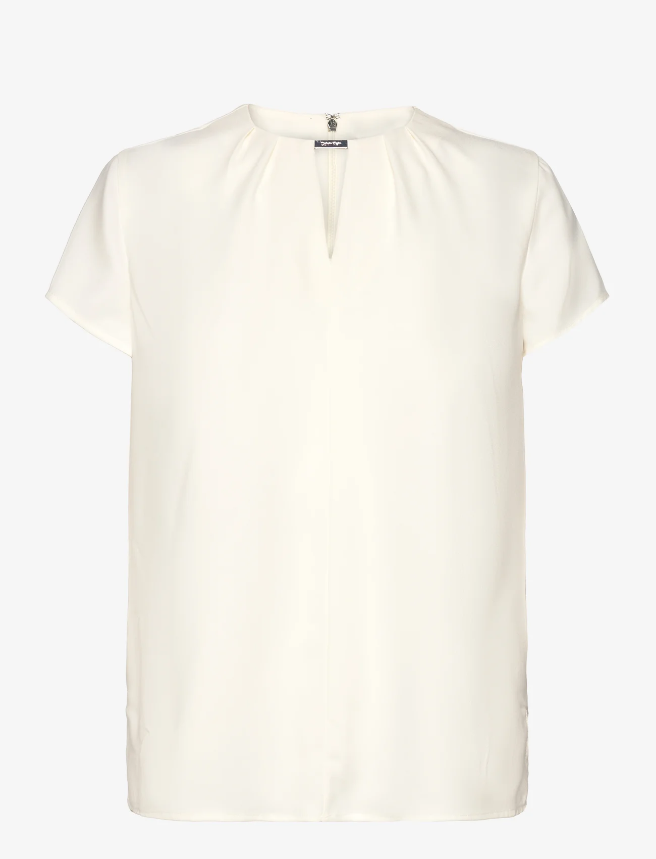 Calvin Klein - METAL BAR SHORT SLEEVE BLOUSE - short-sleeved blouses - vanilla ice - 0