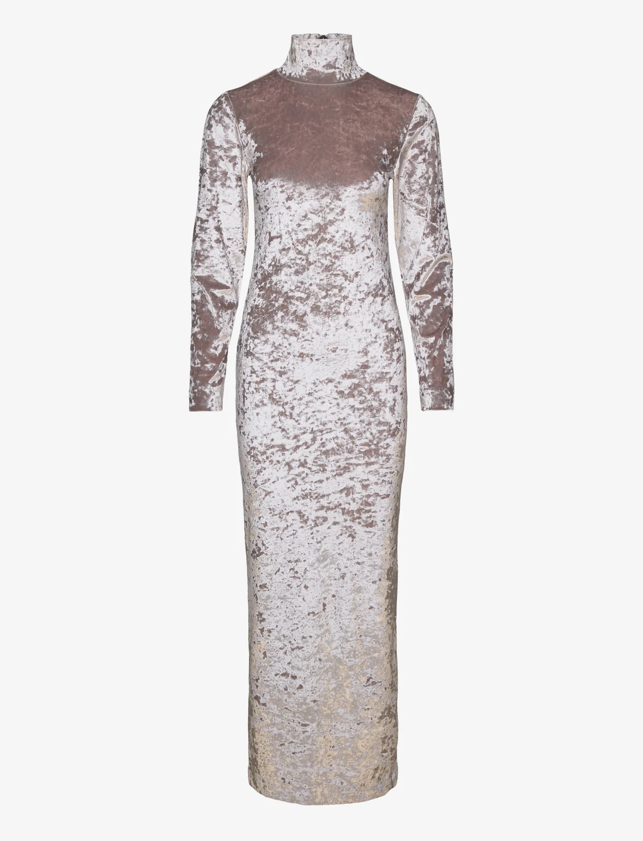 Calvin Klein - VELVET LS MOCK NECK DRESS - ballīšu apģērbs par outlet cenām - chateau gray - 0