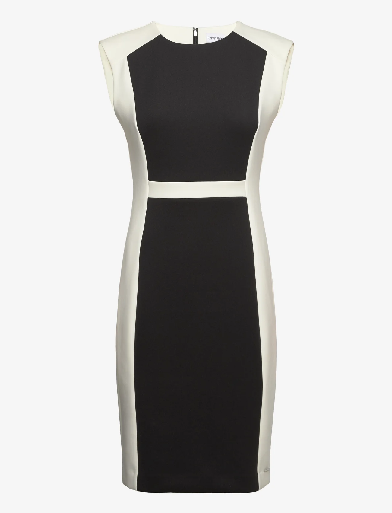 Calvin Klein - NEOPRENE SCUBA BLOCKING DRESS - midi kjoler - colourblock ck black / vanilla ice - 0