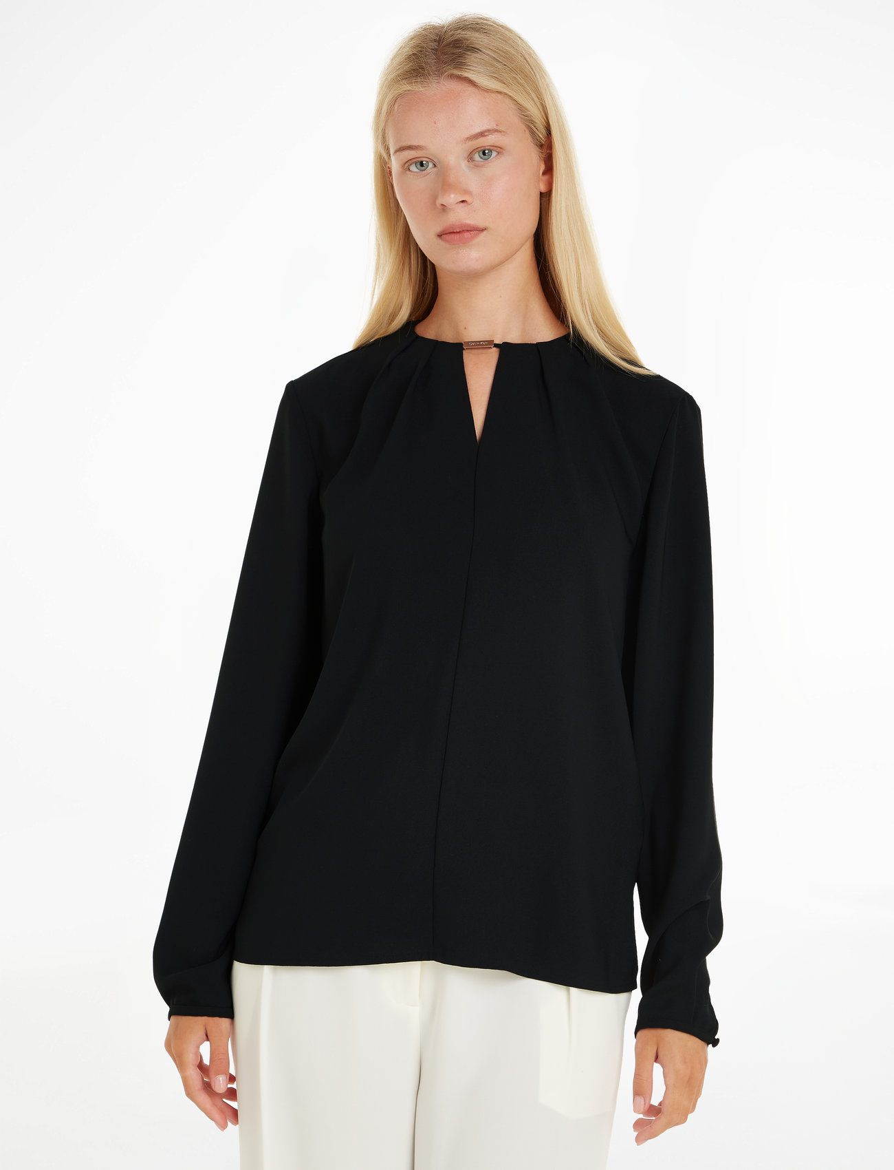 Calvin Klein - METAL BAR LONG SLEEVE BLOUSE - long-sleeved blouses - ck black - 1