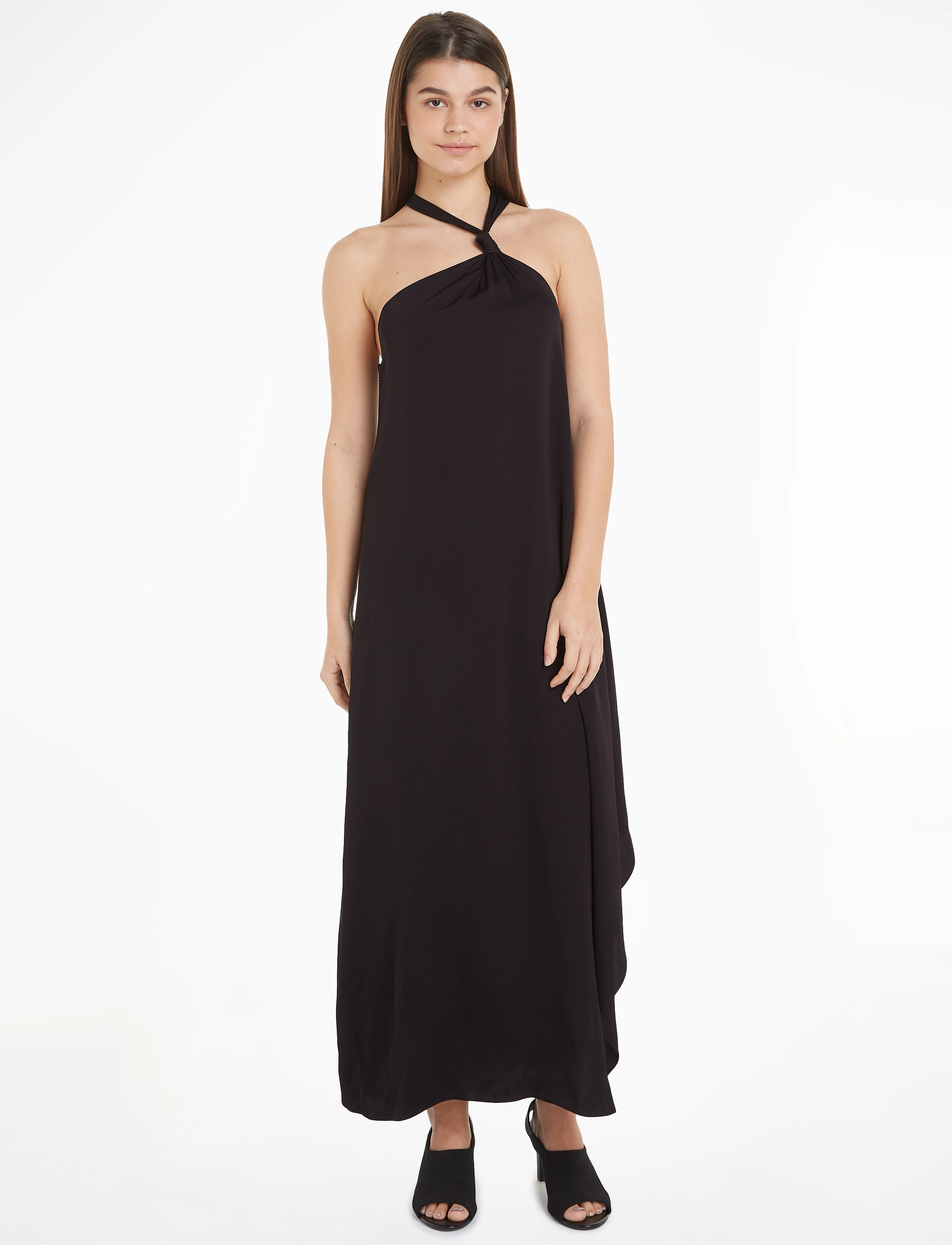Calvin Klein HIGH SHINE KNOT ANKLE DRESS - Cocktailkleider - CK BLACK / black