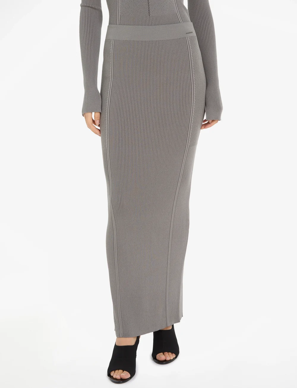 Calvin Klein - TWO TONE RIB COLUMN SKIRT - knitted skirts - steeple gray - 0