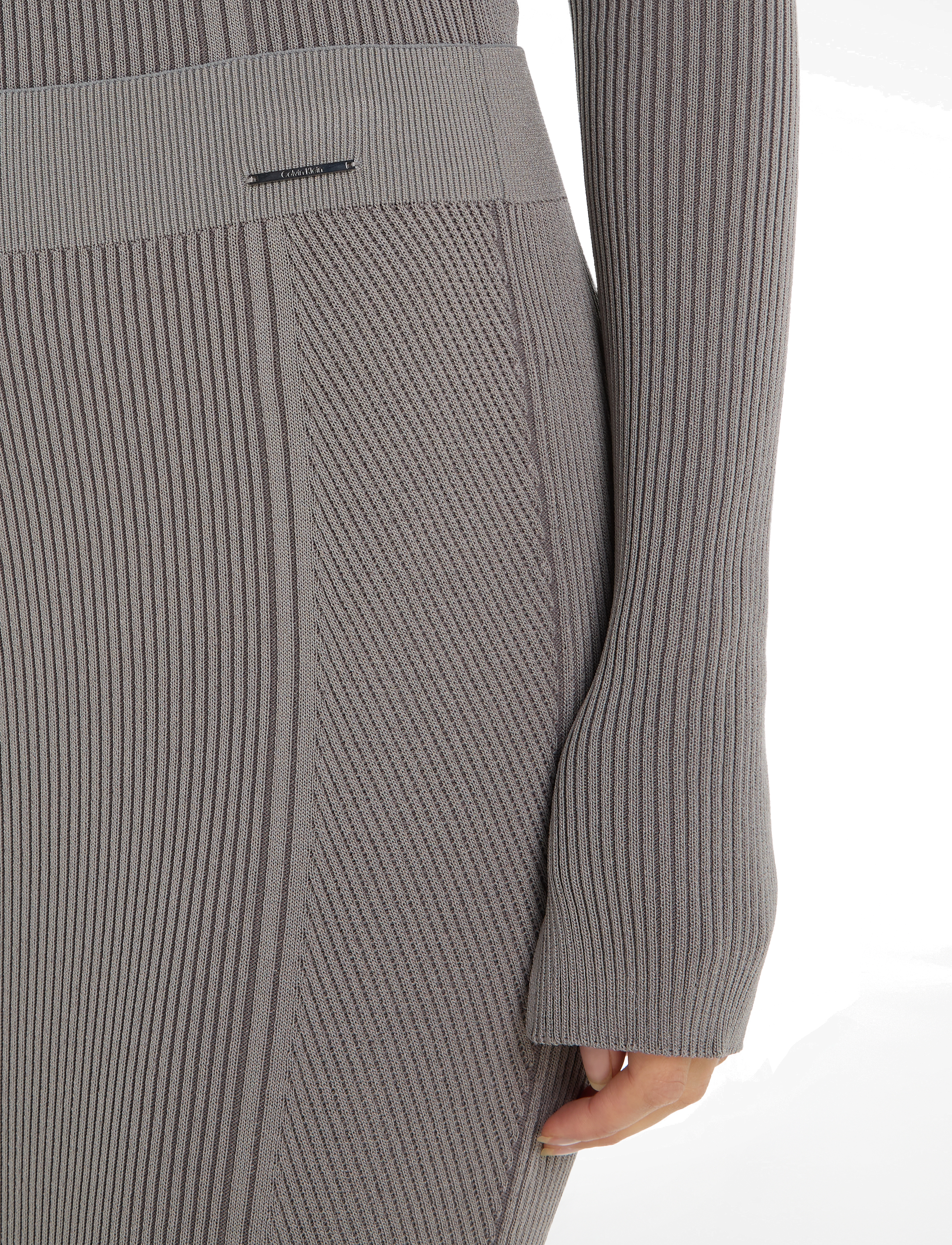 Calvin Klein - TWO TONE RIB COLUMN SKIRT - maxi nederdele - steeple gray - 3