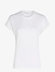 Calvin Klein - LINEN BLEND C-NK TOP SS - t-krekli - bright white - 0
