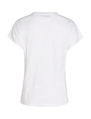Calvin Klein - LINEN BLEND C-NK TOP SS - t-paidat - bright white - 4
