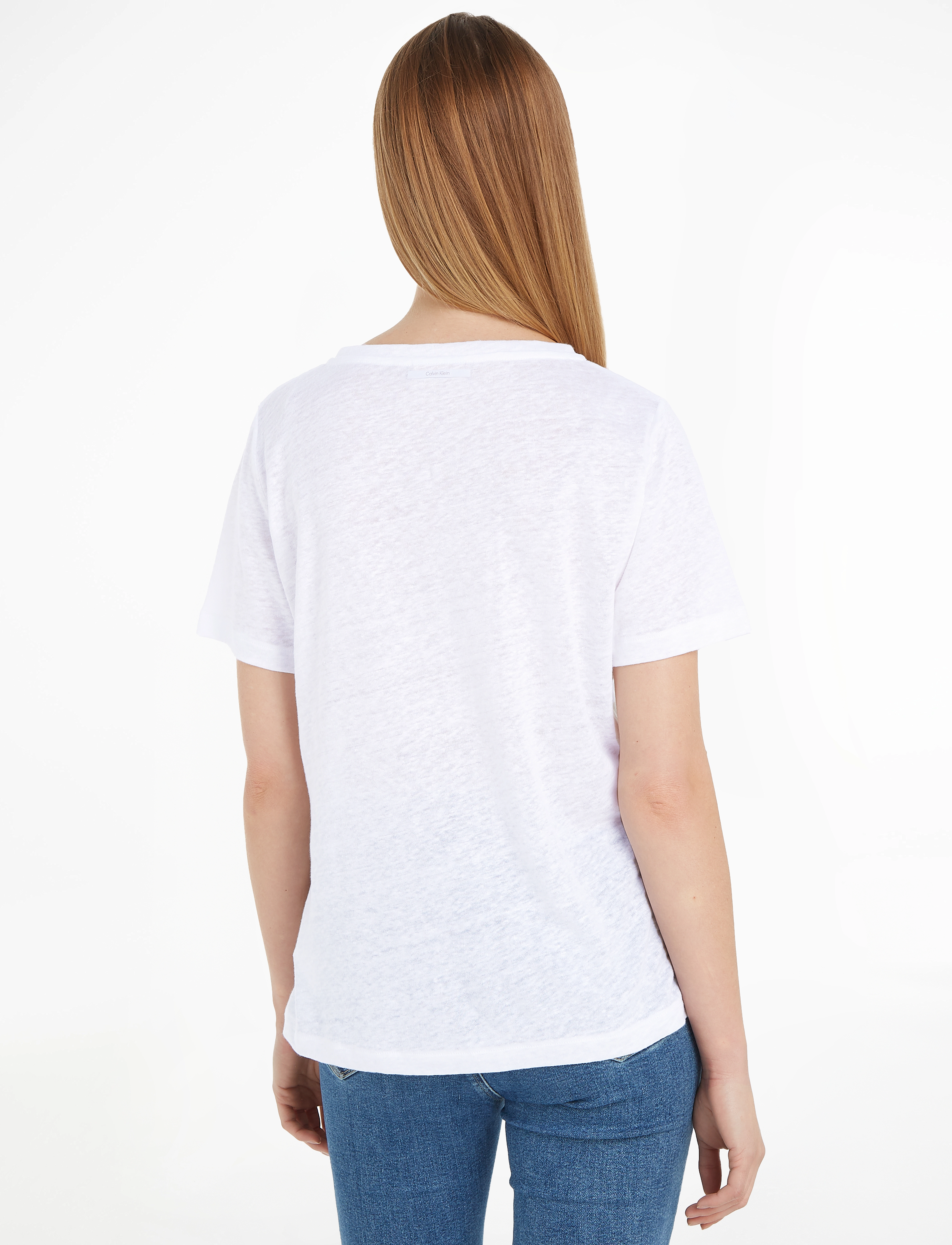 Calvin Klein - LINEN BLEND V-NK TOP SS - bright white - 3
