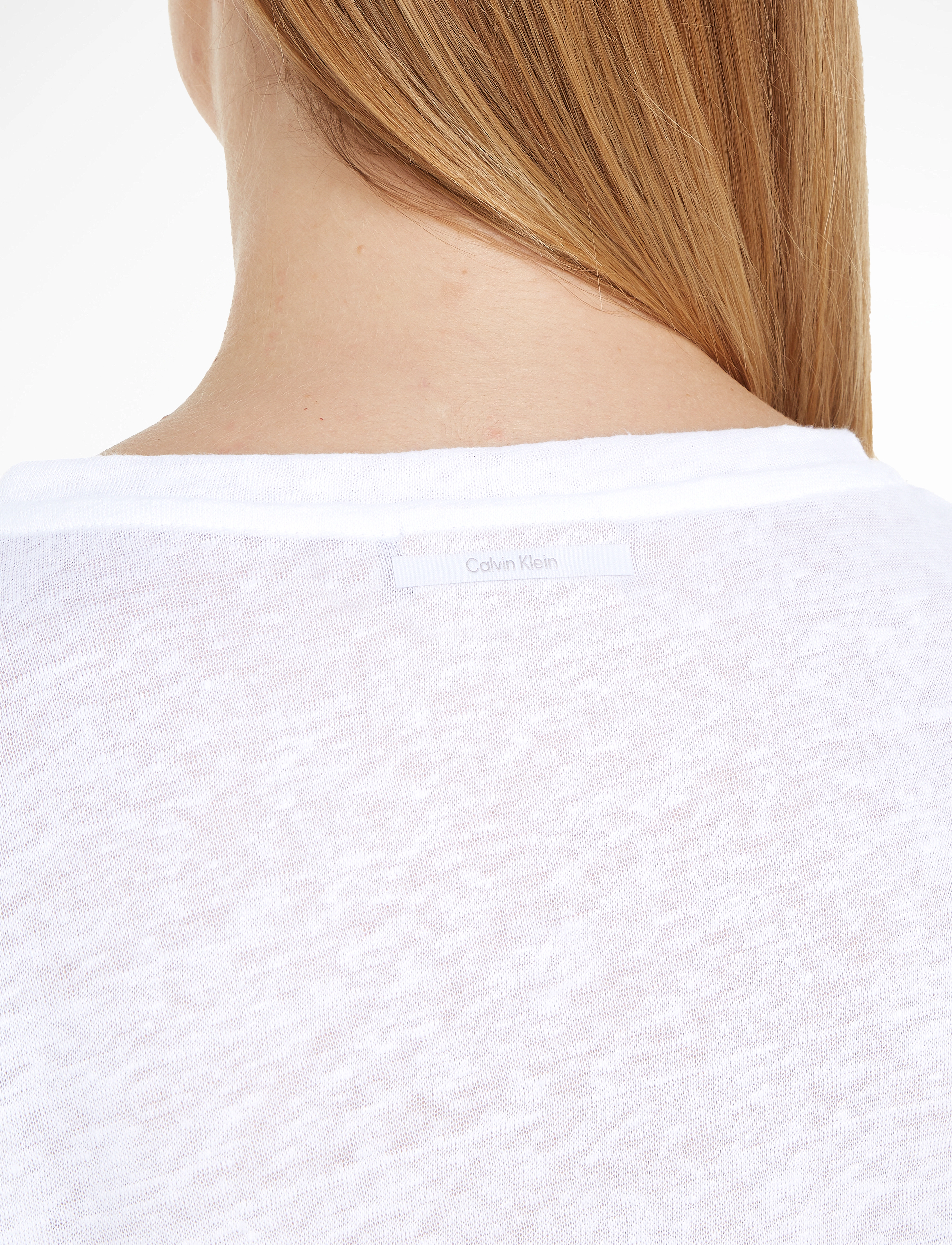 Calvin Klein - LINEN BLEND V-NK TOP SS - bright white - 4