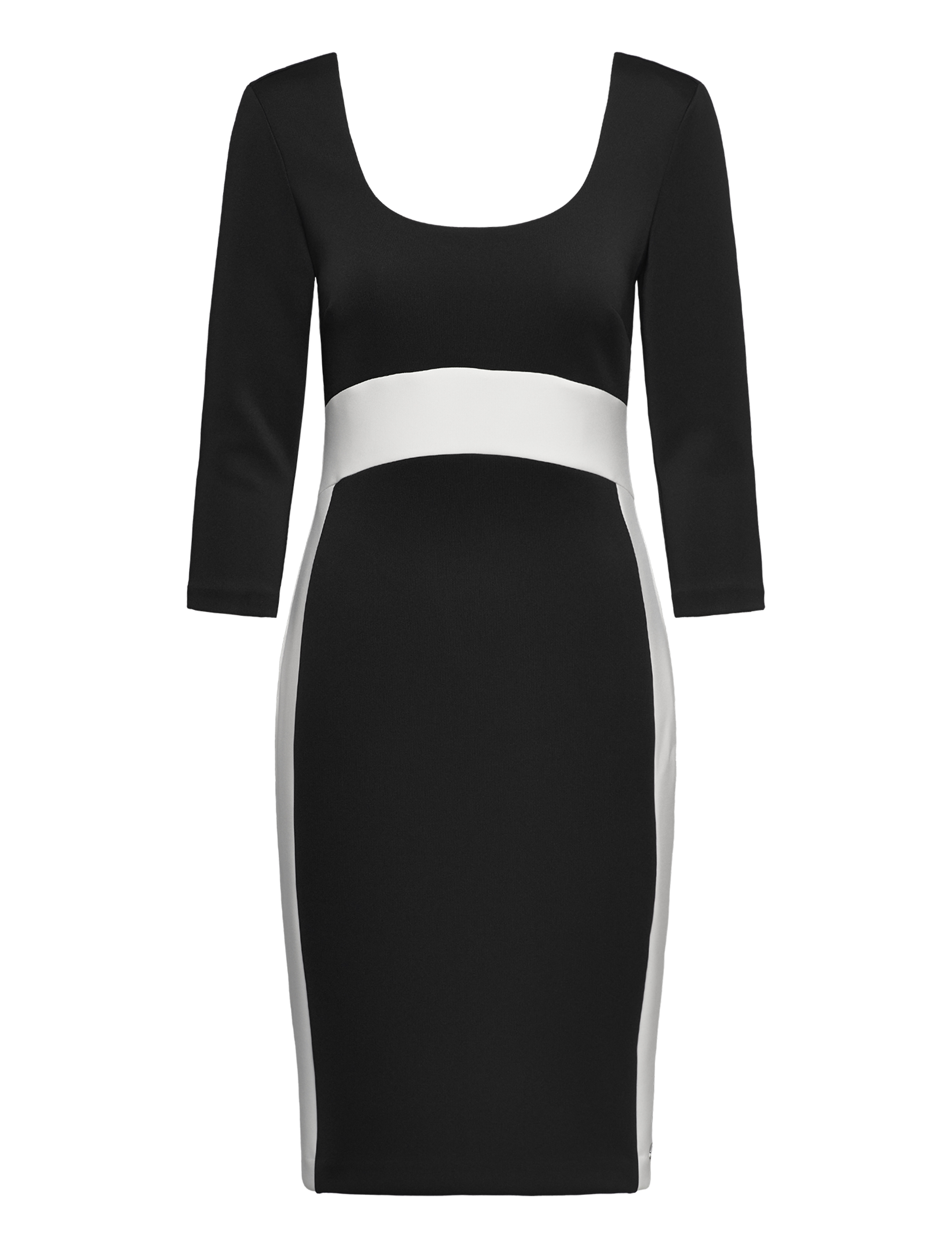 Calvin Klein - NEOPRENE SCUBA SCOOP NECK DRESS - bodycon dresses - ck black / egret - 0
