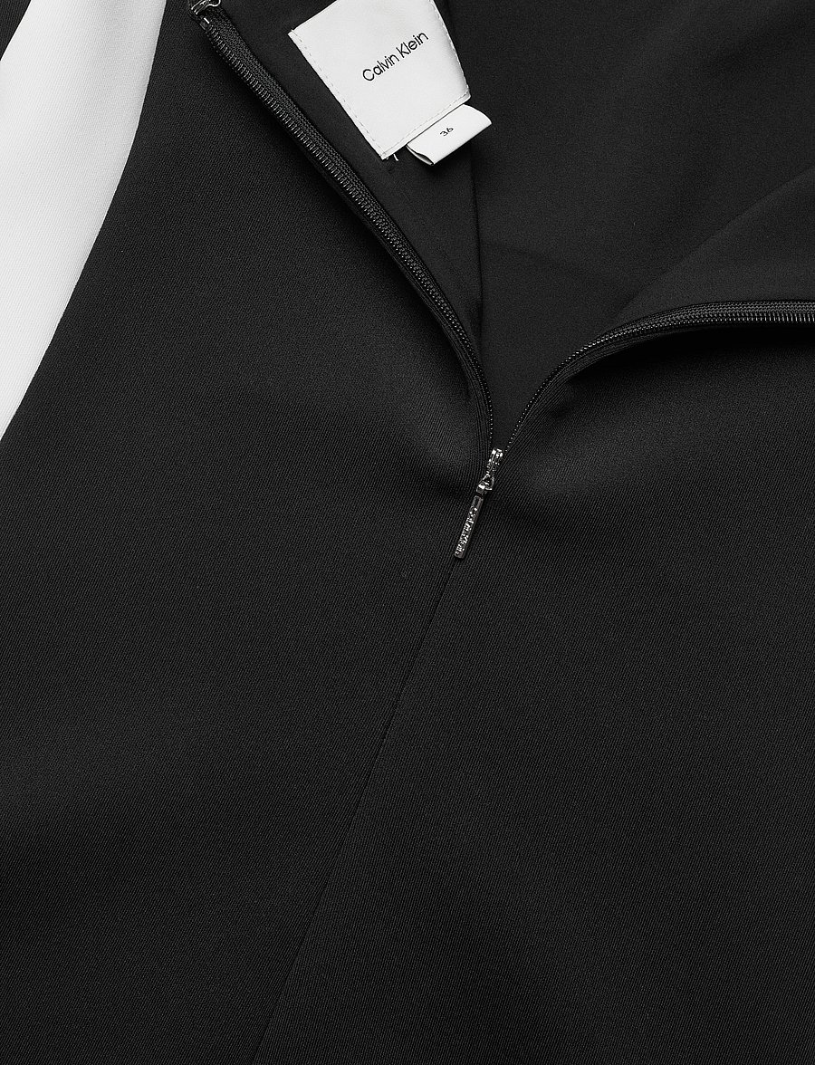 Calvin Klein - NEOPRENE SCUBA SCOOP NECK DRESS - bodycon dresses - ck black / egret - 3