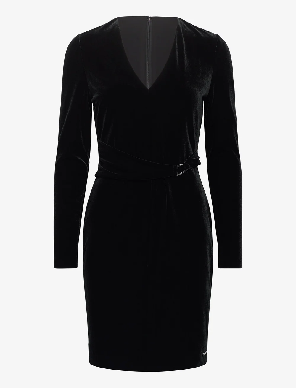 Calvin Klein - VELVET V NECK METAL DRESS - cocktailklänningar - ck black - 0