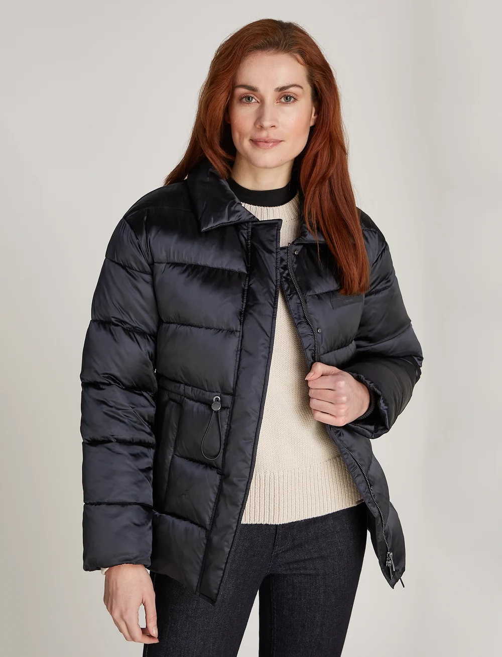 Calvin Klein - MW PADDED SATIN DRAWSTRINGJACKET - dunjakker - ck black - 0