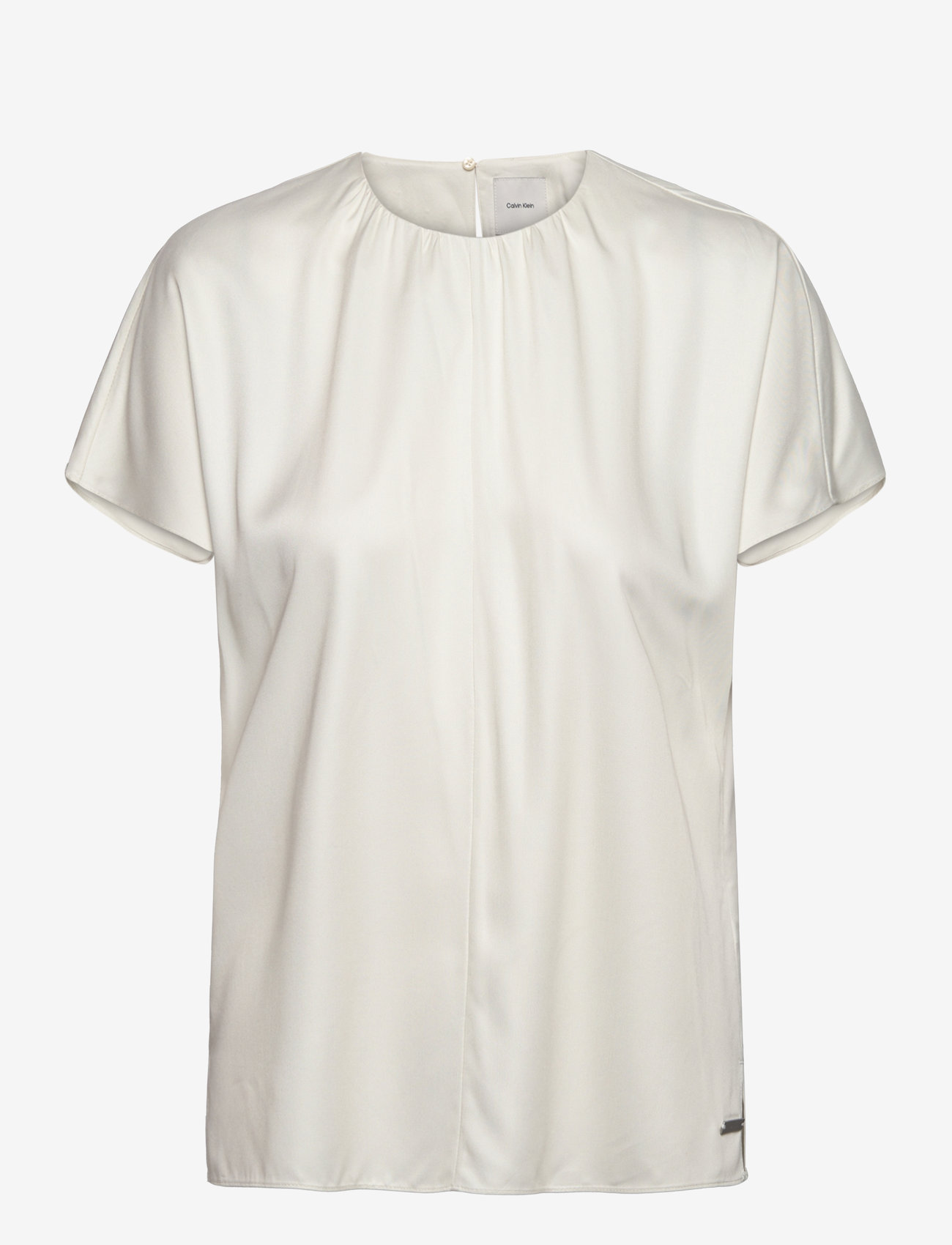 Calvin Klein - NATURAL SHEEN SS GATHERED BLOUSE - egret - 0