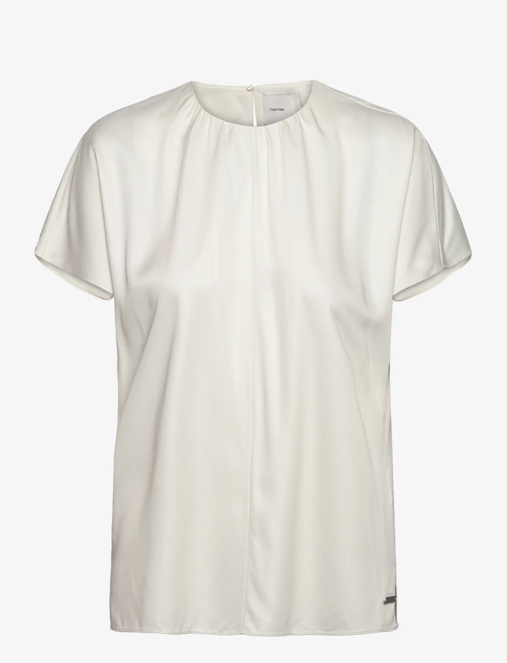Calvin Klein - NATURAL SHEEN SS GATHERED BLOUSE - kortærmede bluser - egret - 0