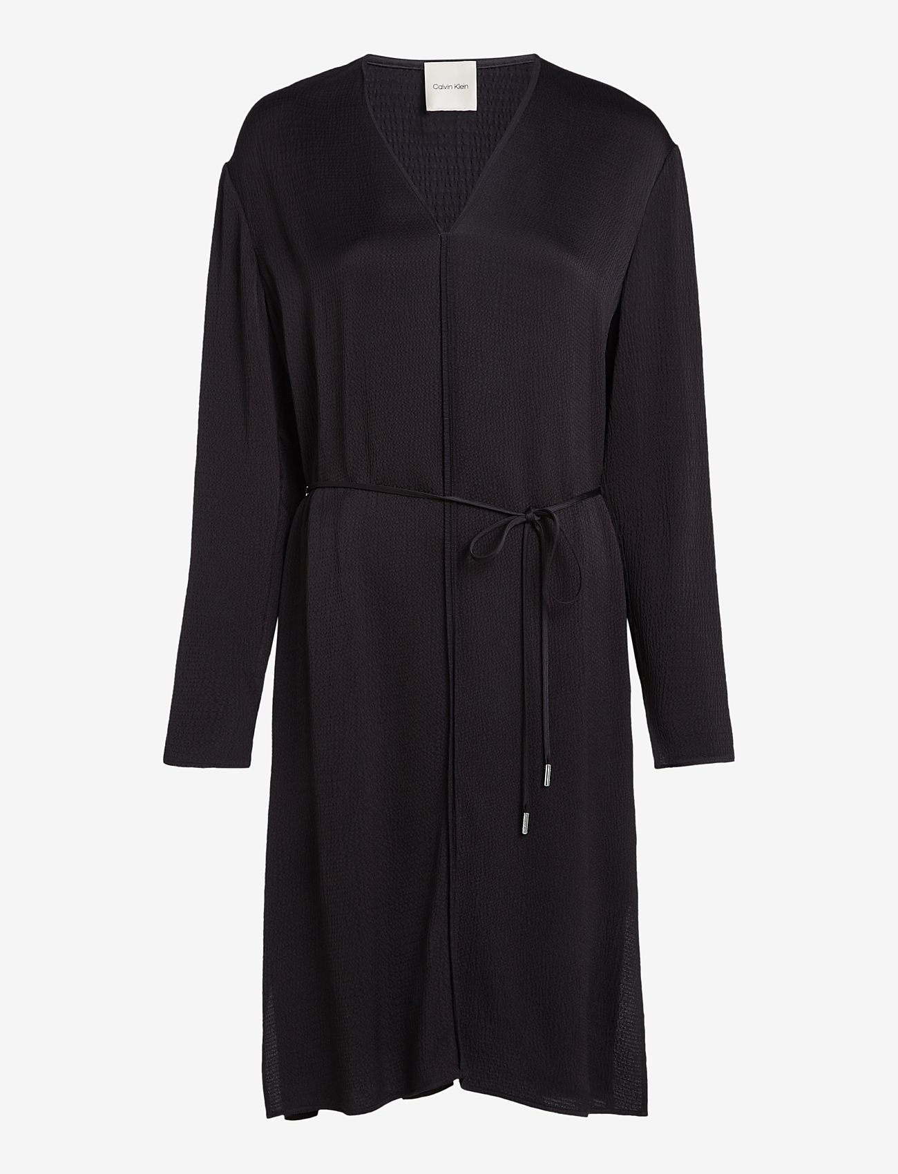 Calvin Klein - HAMMERED SATIN V NECK DRESS - cocktailkleider - ck black - 1