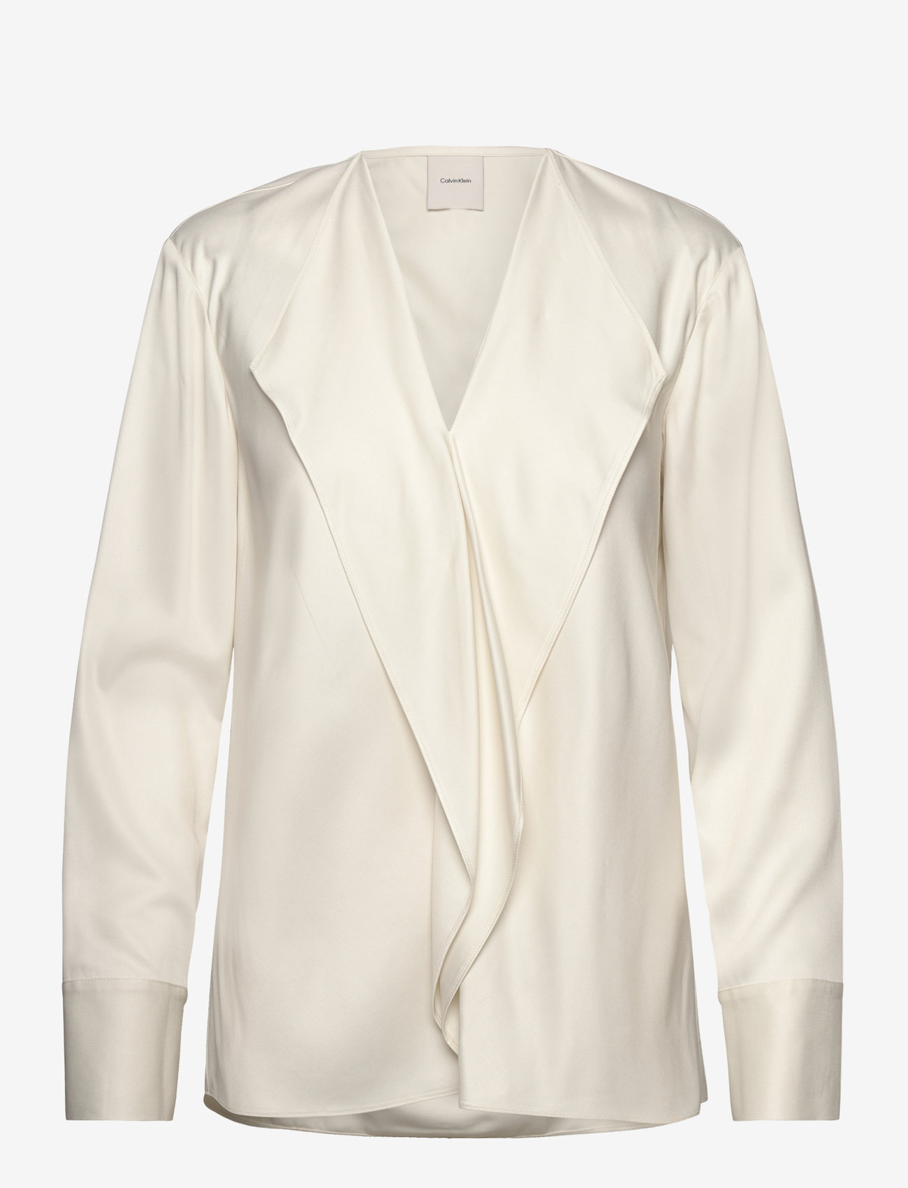 Calvin Klein - NATURAL SHEEN LS DRAPED BLOUSE - langærmede bluser - egret - 1