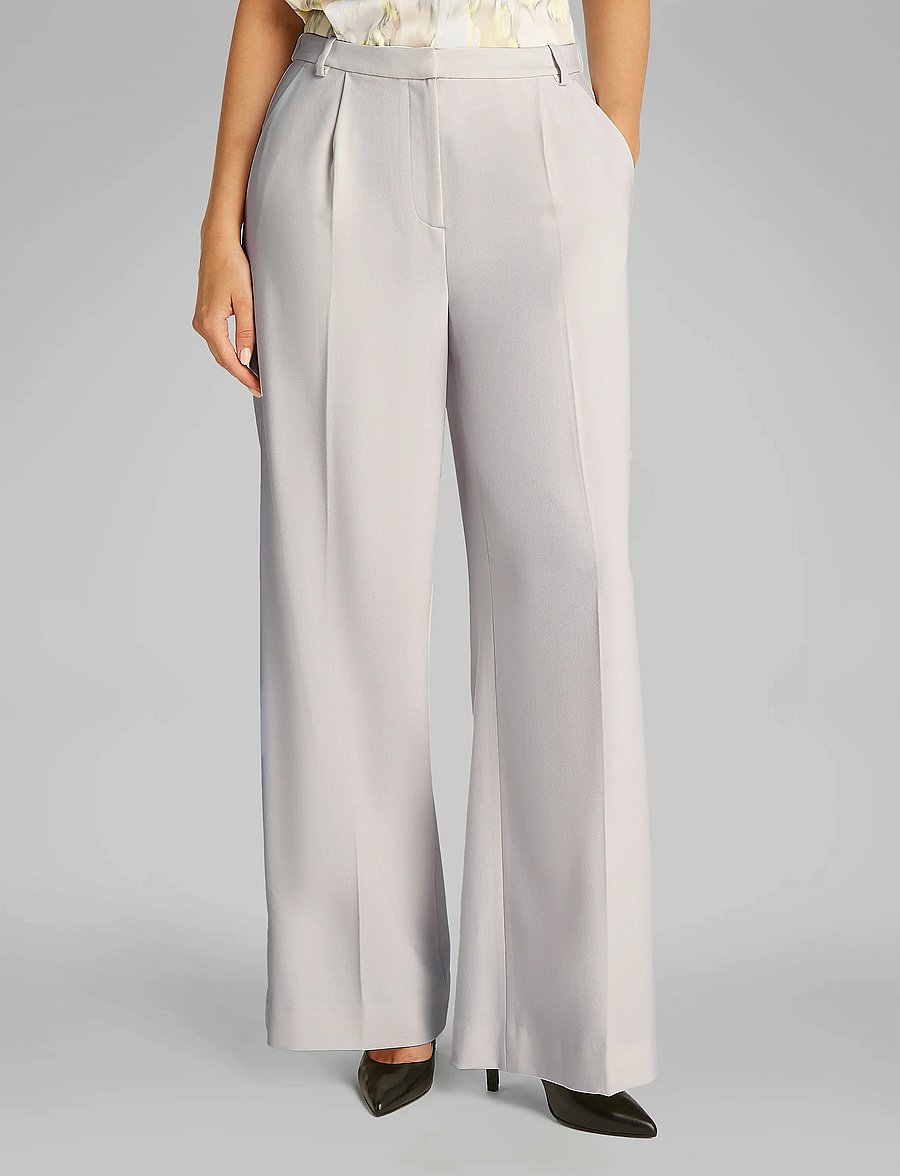 Calvin Klein - TRAVEL TWILL WIDE LEG PANT - anzugshosen - chalk - 0