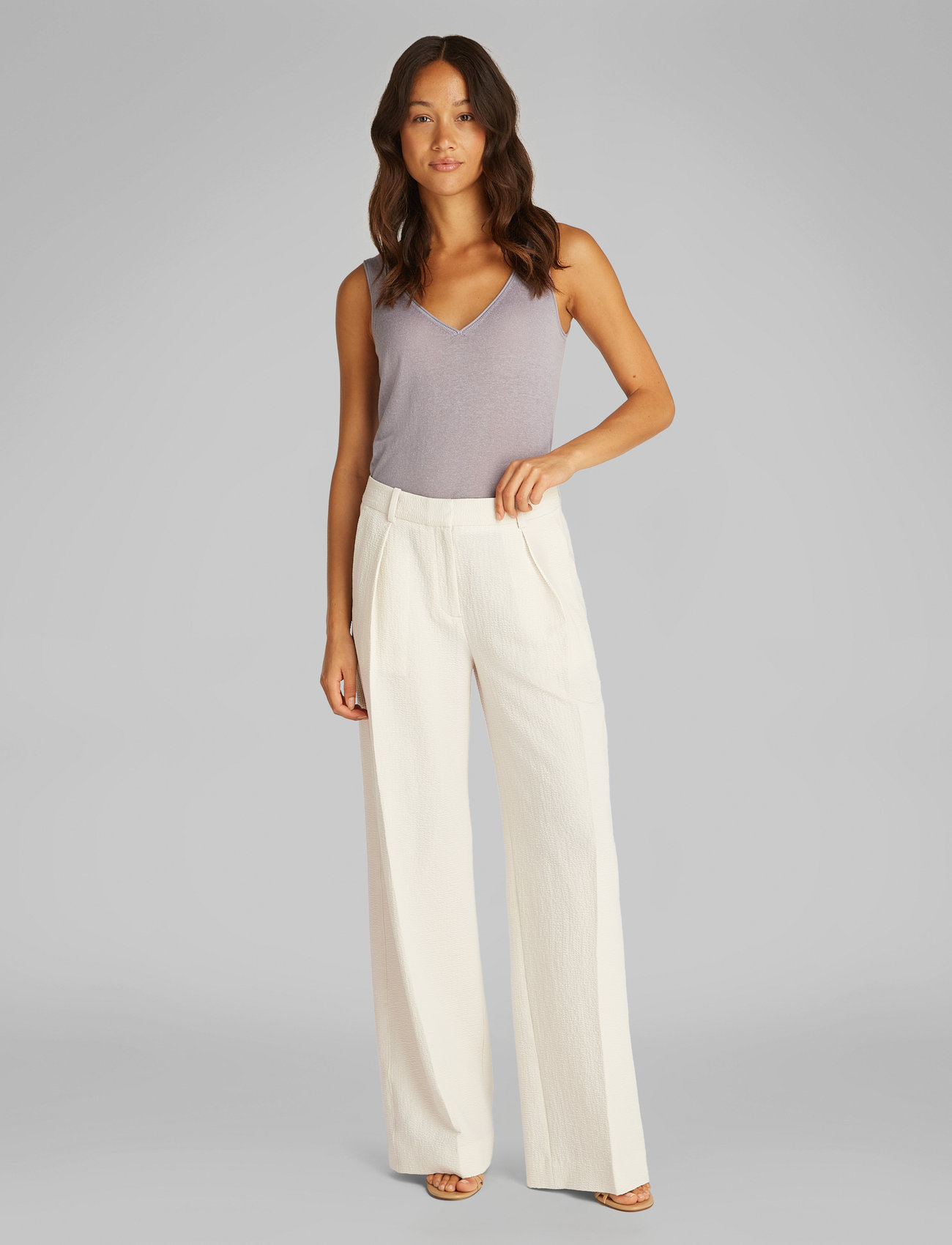Calvin Klein - SOFT SEERSUCKER WIDE LEG - chalk - 4