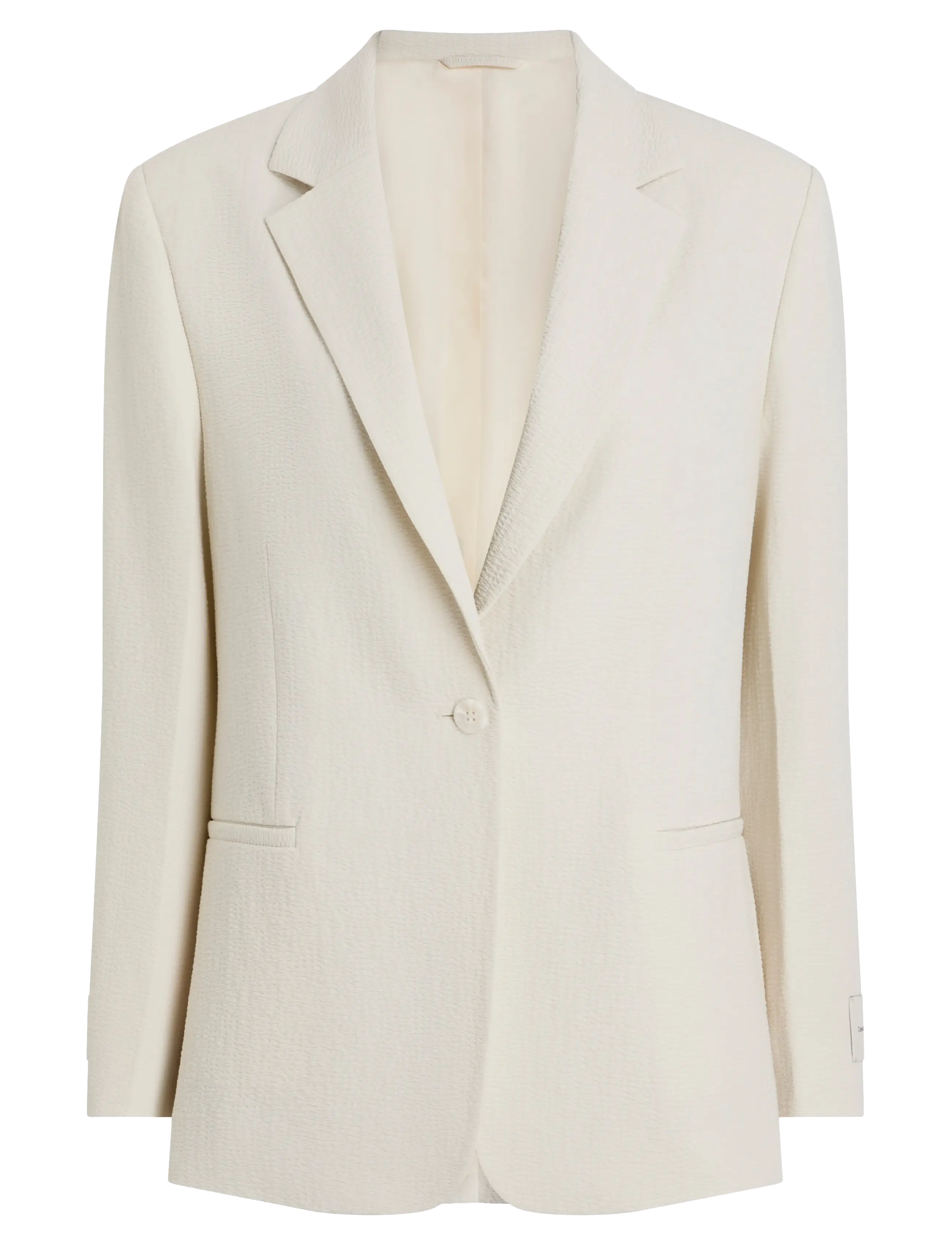 CALVIN KLEIN Soft Seersucker Blazer Beige - 34 - Damen