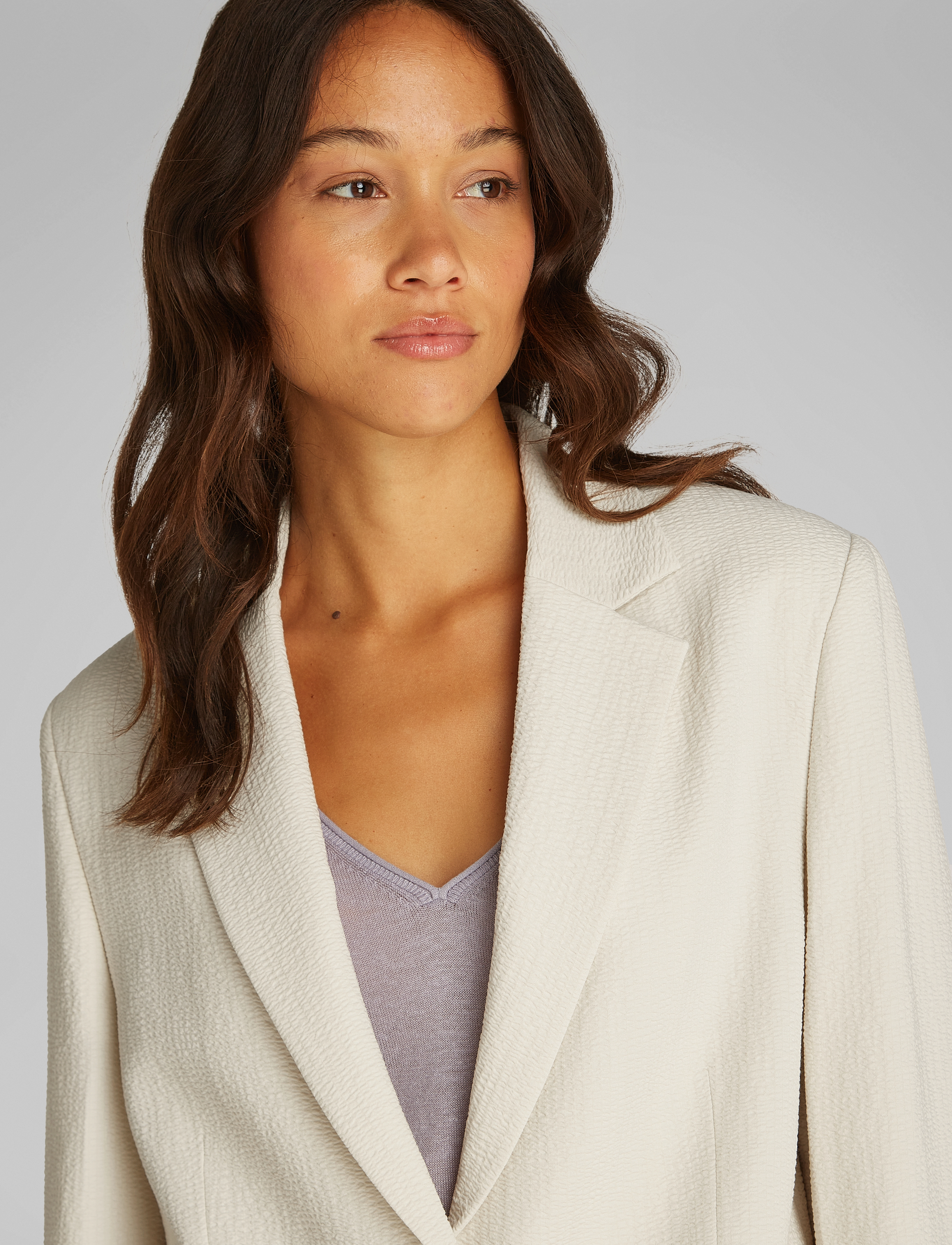 Calvin Klein Soft Seersucker Blazer, 34, Beige, Blazere > Enkeltradede Blazere, Dame