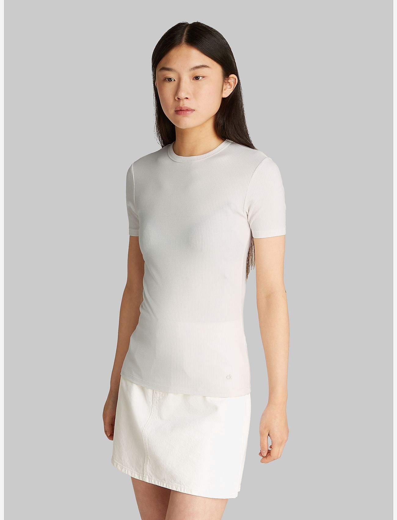 Calvin Klein - MODAL RIB SLIM SS TOP - t-shirts - tofu - 0