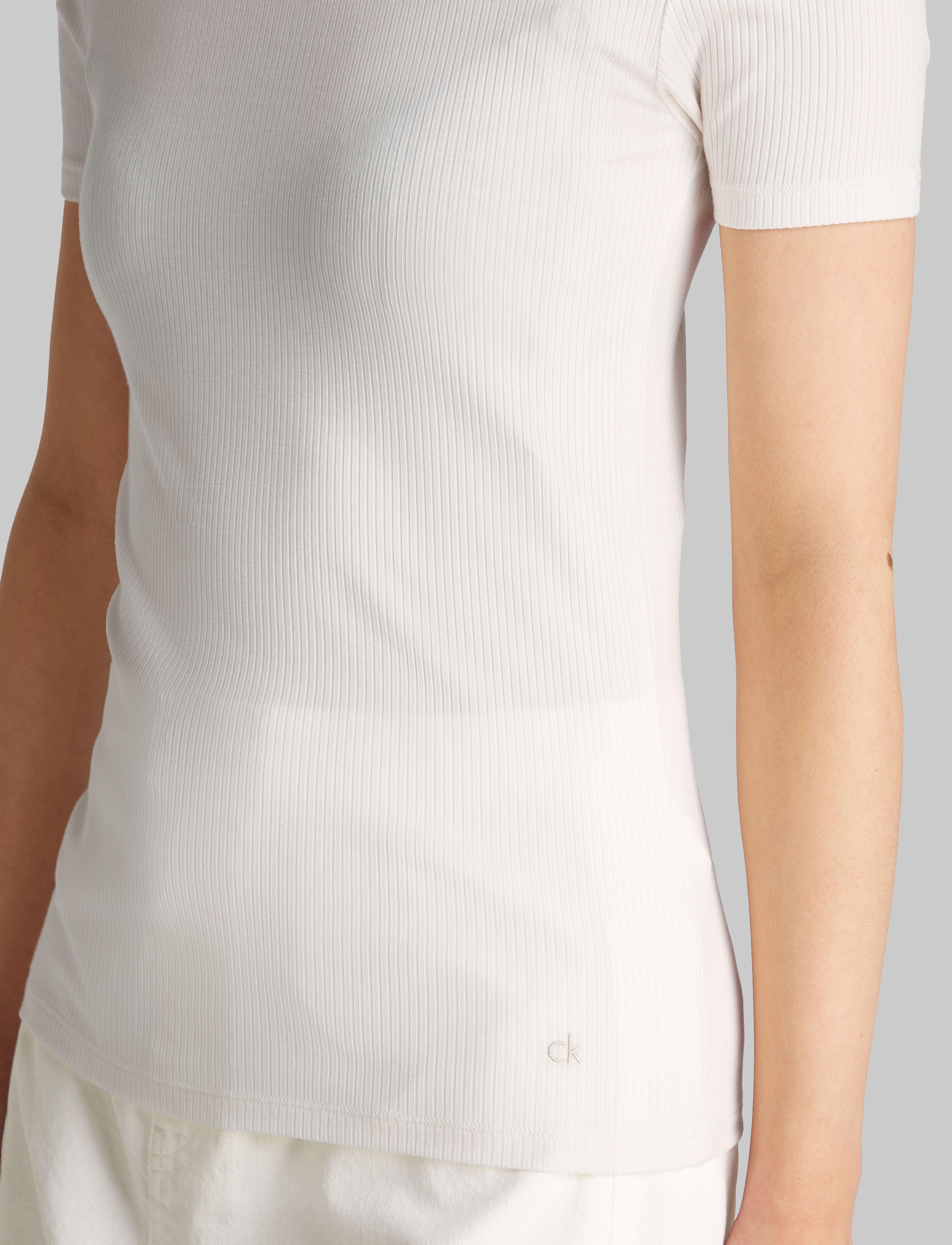 Calvin Klein - MODAL RIB SLIM SS TOP - tofu - 4