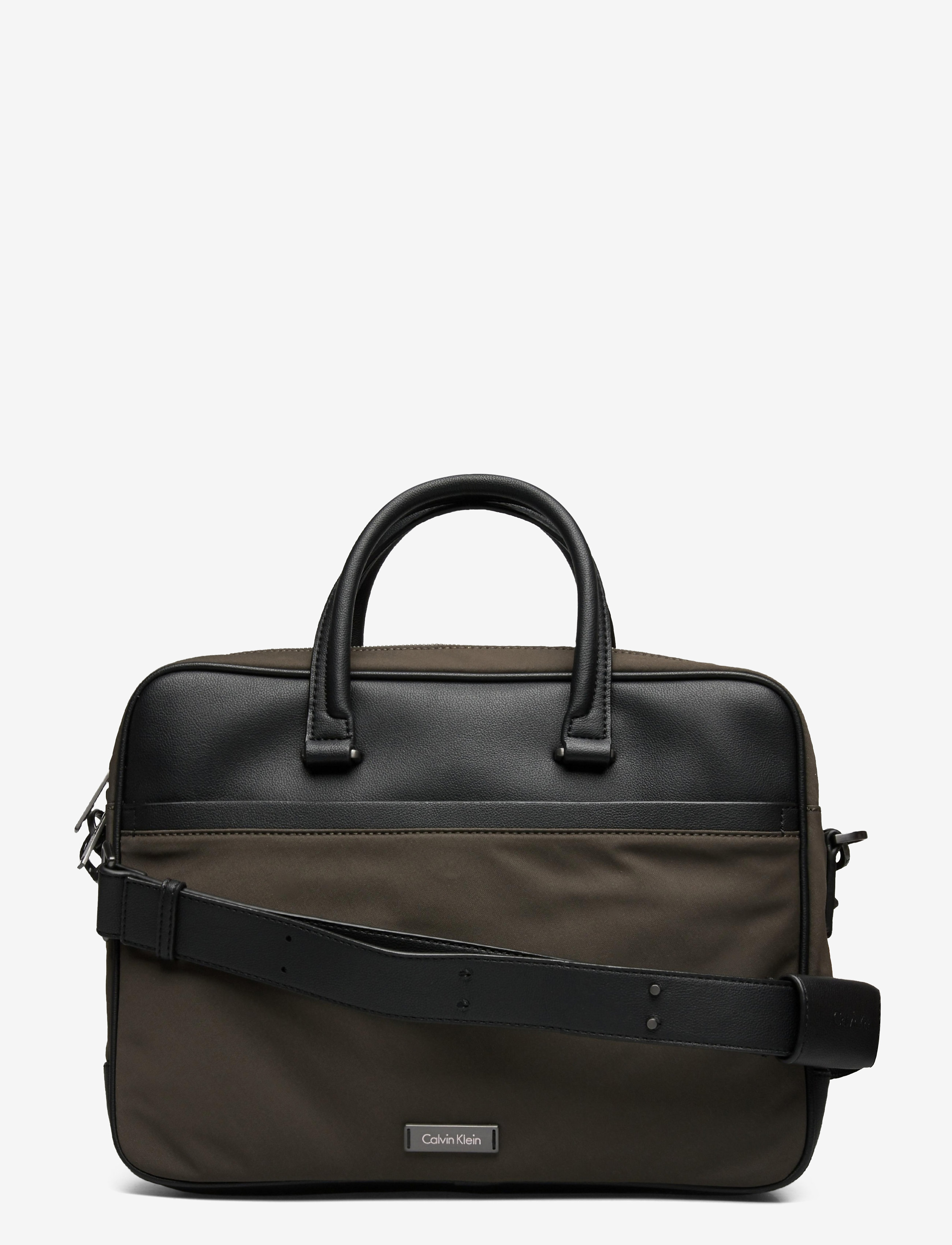 Calvin Klein - ADAM NYLON LAPTOP BAG EXTRA - black olive - 0