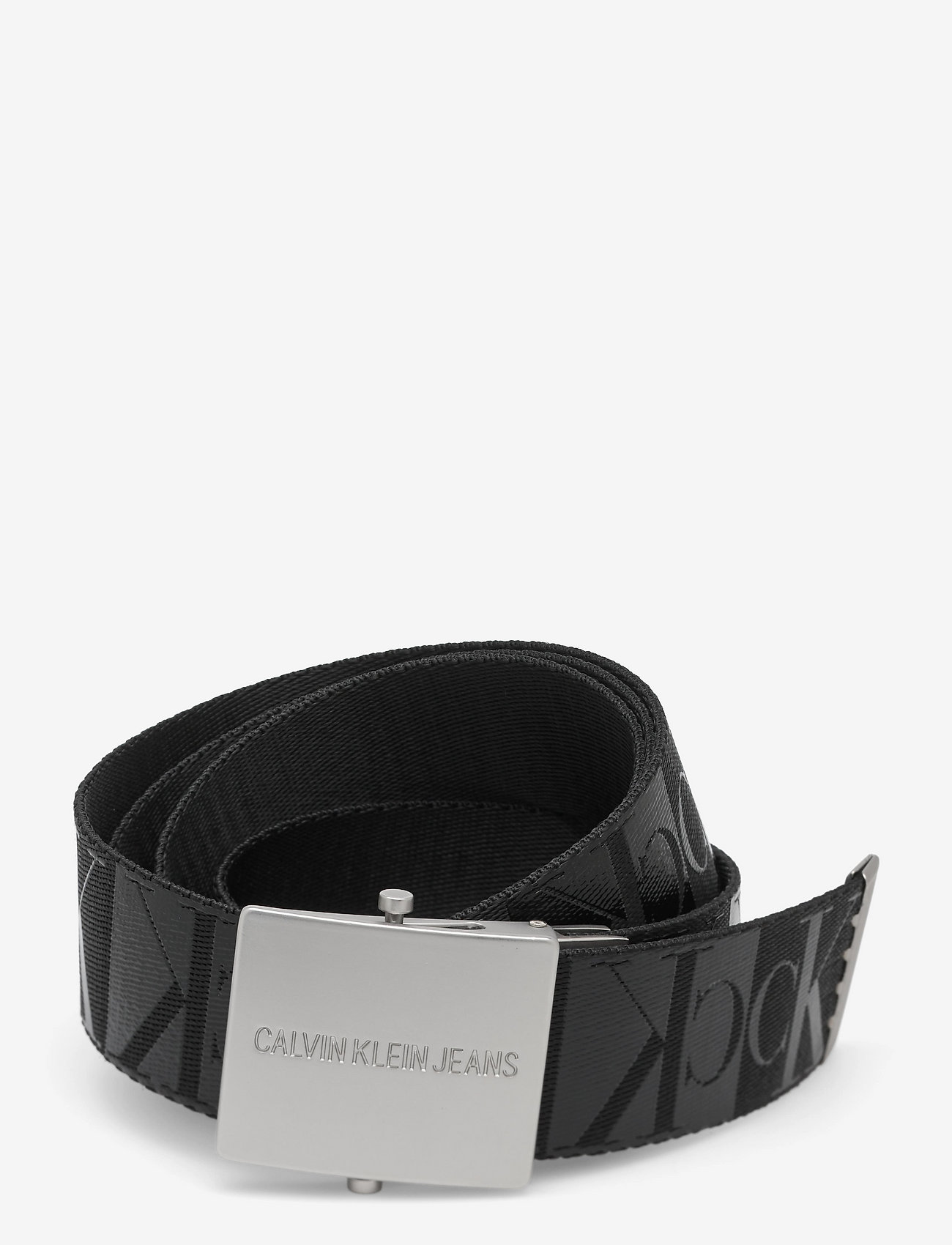 Calvin Klein - J PLAQUE CANVAS BELT 4CM - ultimate black mirror monogram - 0