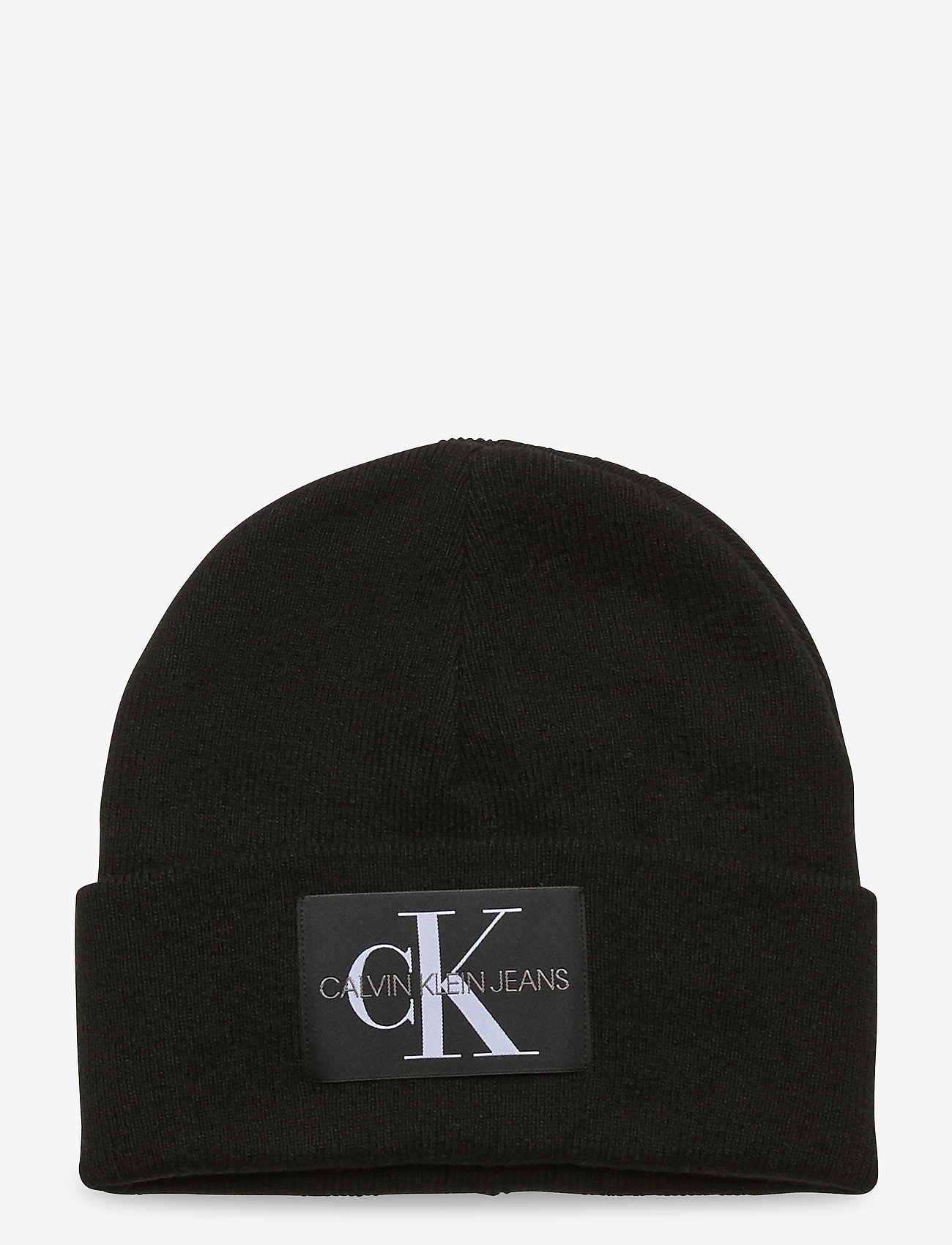 Calvin Klein - MONOLOGO PATCH NON-RIB BEANIE - black - 0