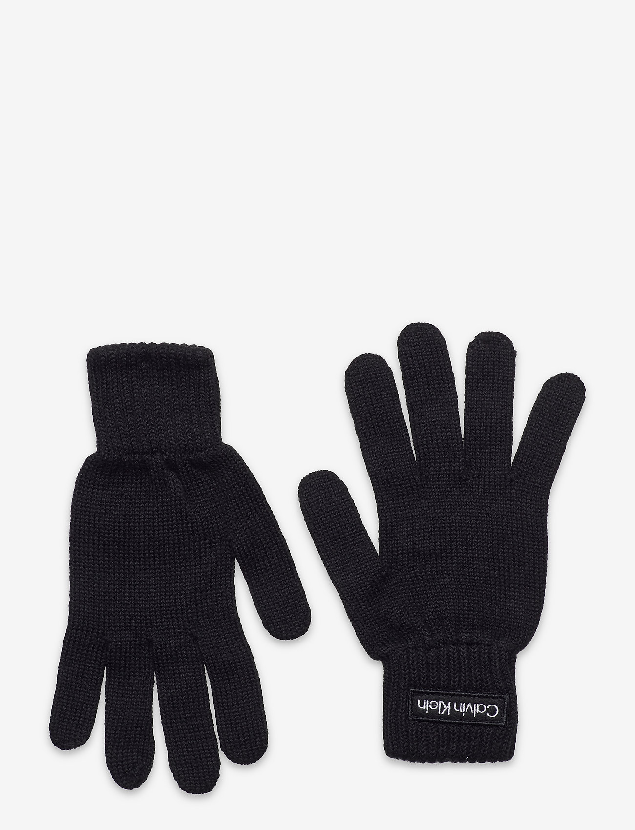 Calvin Klein - FELT PATCH KNITTED GLOVES - ck black - 0
