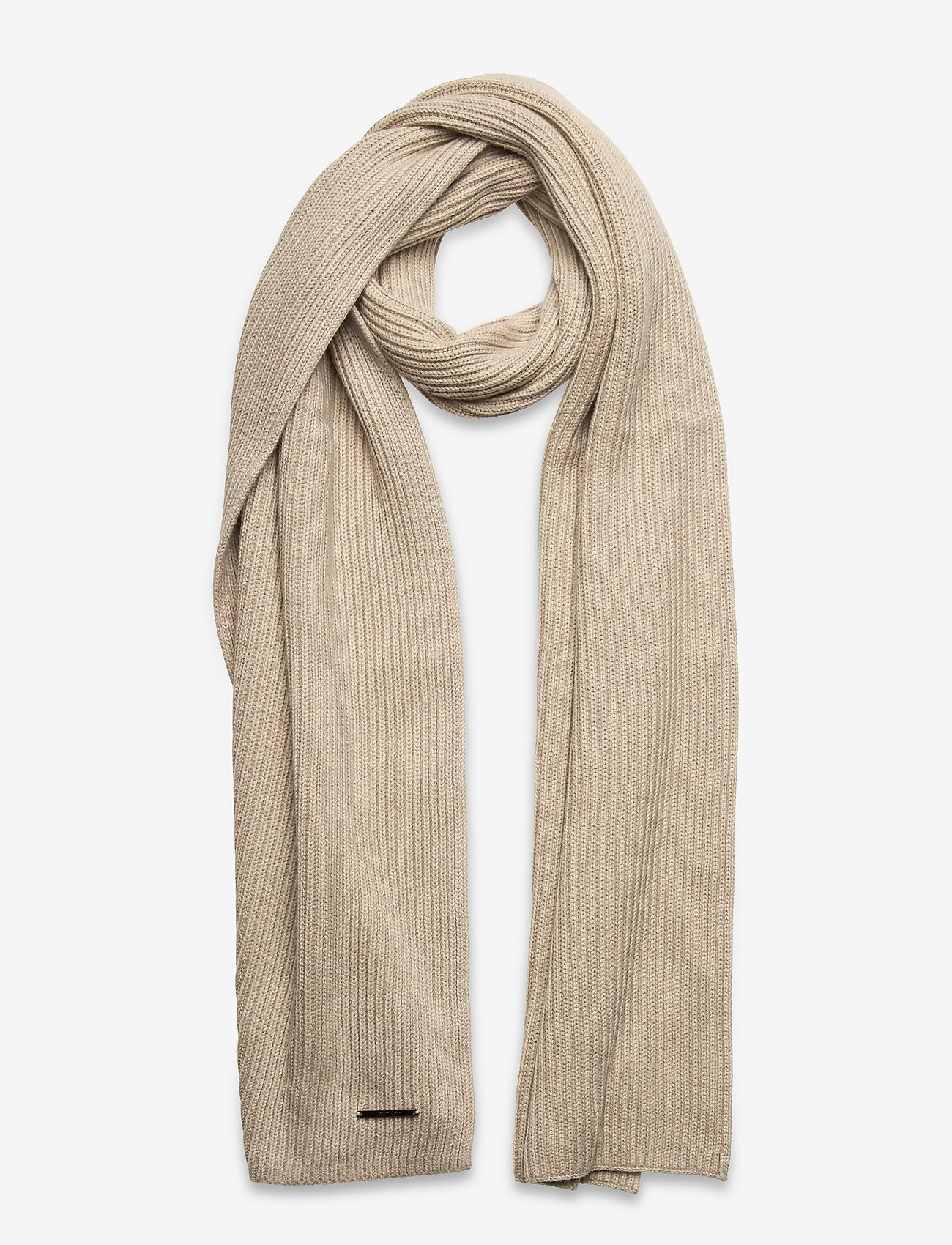 Calvin Klein - BASIC RIB KNIT SCARF 30X180CM - bleached stone - 0