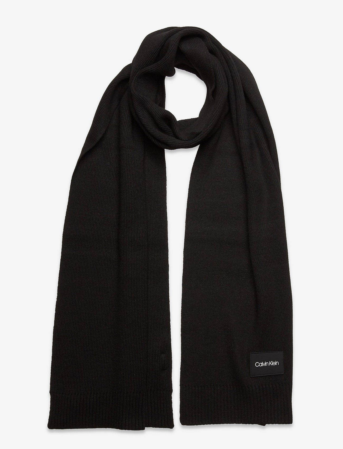 Calvin Klein - RTW PATCH KNIT SCARF 30X180CM - ck black - 0
