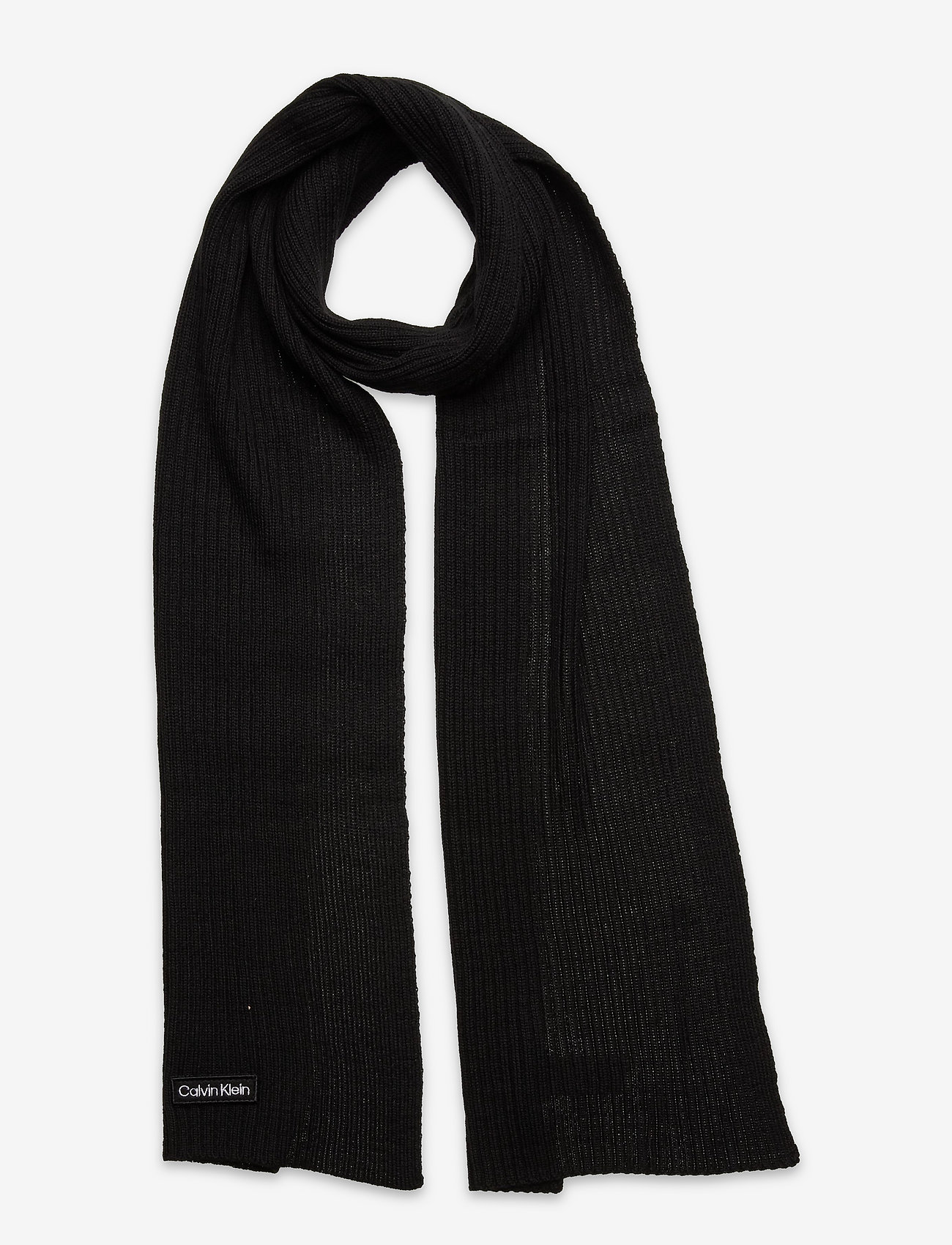 Calvin Klein - FELT PATCH KNIT SCARF 30X180CM - ck black - 0