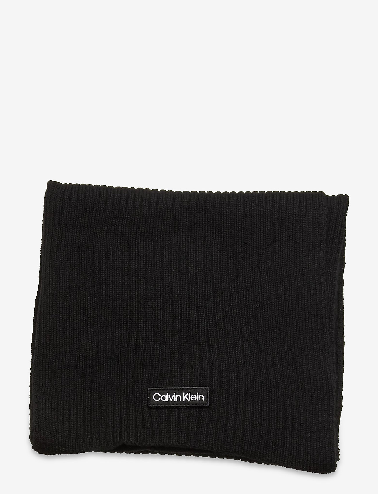 Calvin Klein - FELT PATCH KNIT SCARF 30X180CM - ck black - 1