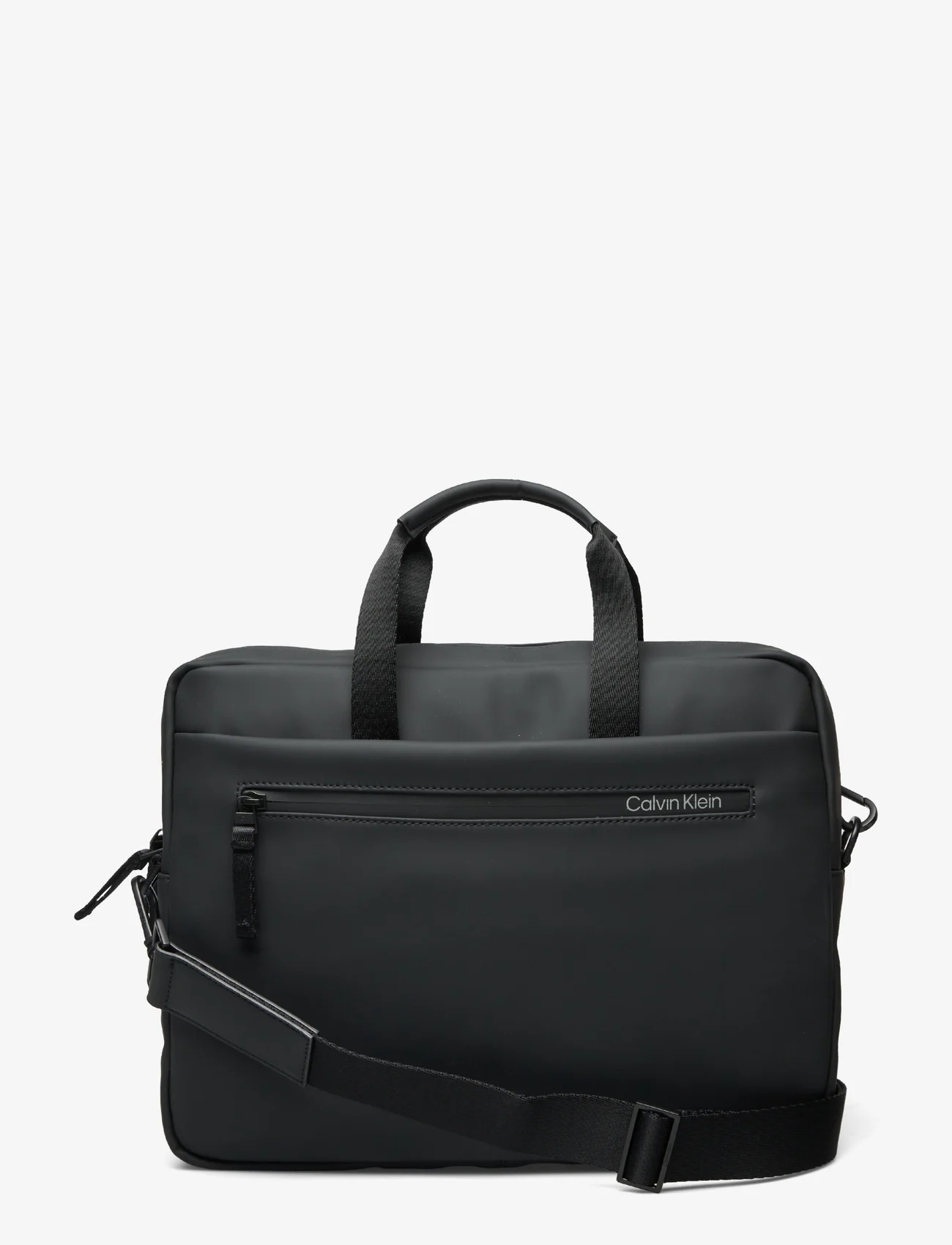 Calvin Klein - RUBBERIZED SLIM CONV LAPTOP BAG - laptop bags - ck black - 0