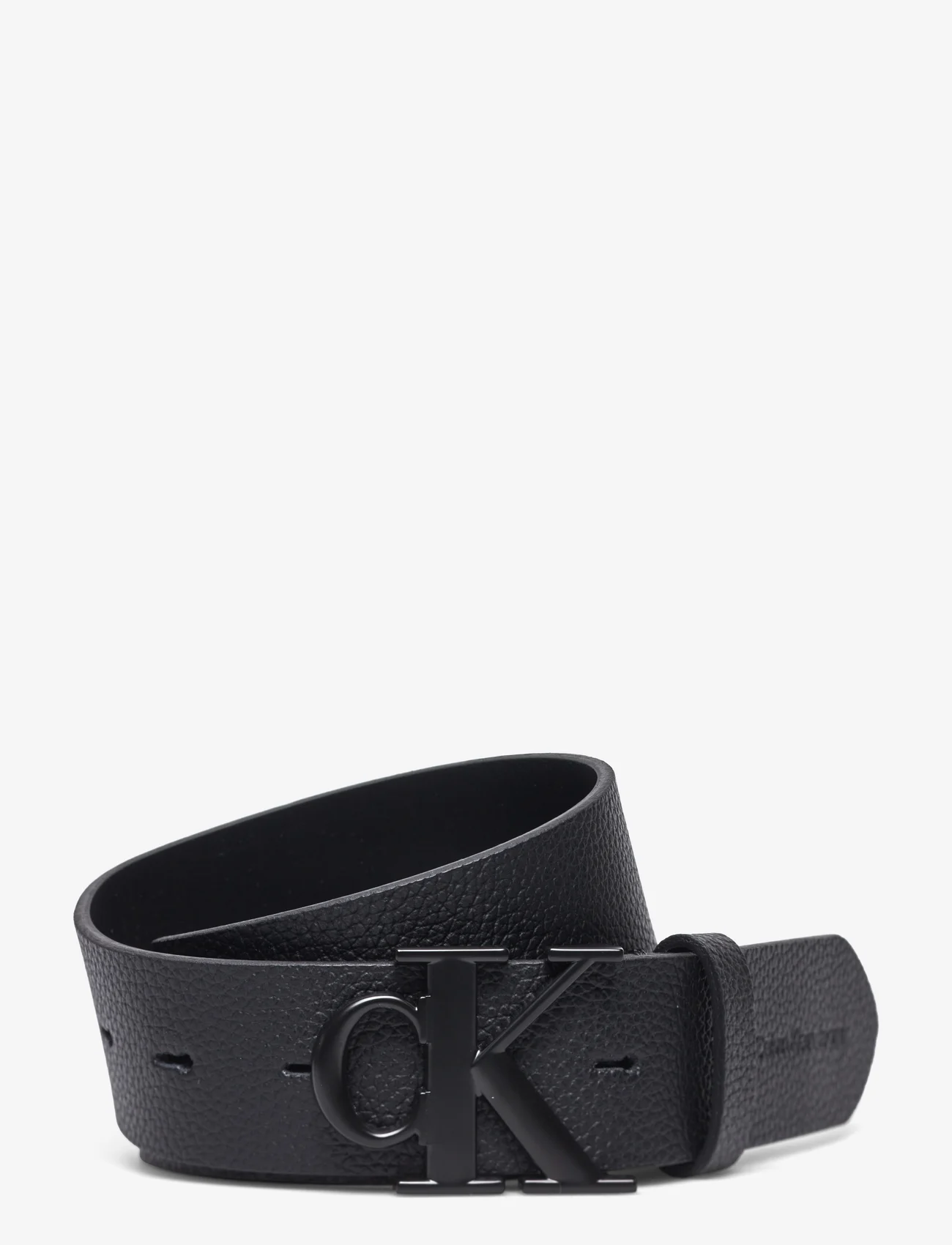 Calvin Klein - RO MONO PLAQUE LTHR BELT 35MM - belts - black - 0