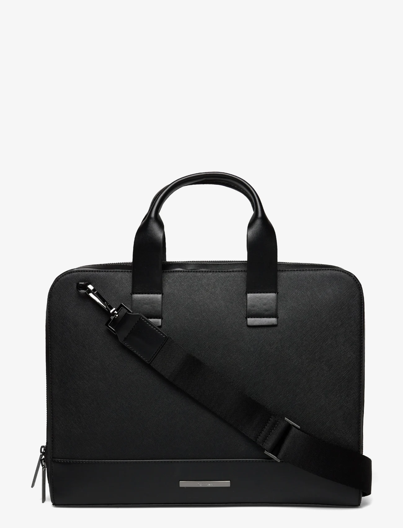 Calvin Klein - MODERN BAR SLIM LAPTOP BAG - nešiojamųjų kompiuterių krepšiai - ck black saffiano - 0