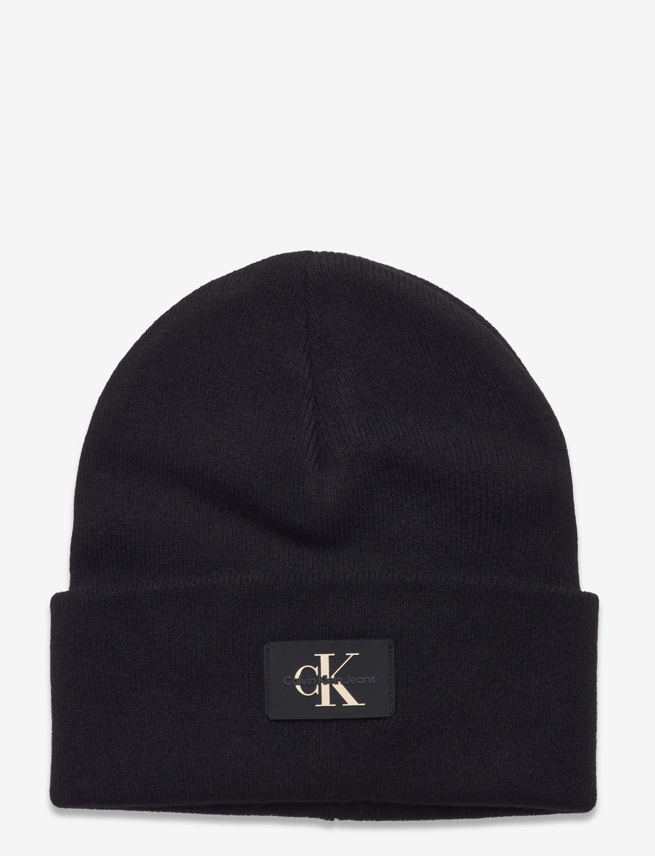 Calvin Klein - MONOLOGO PATCH NON-RIB BEANIE - black - 0