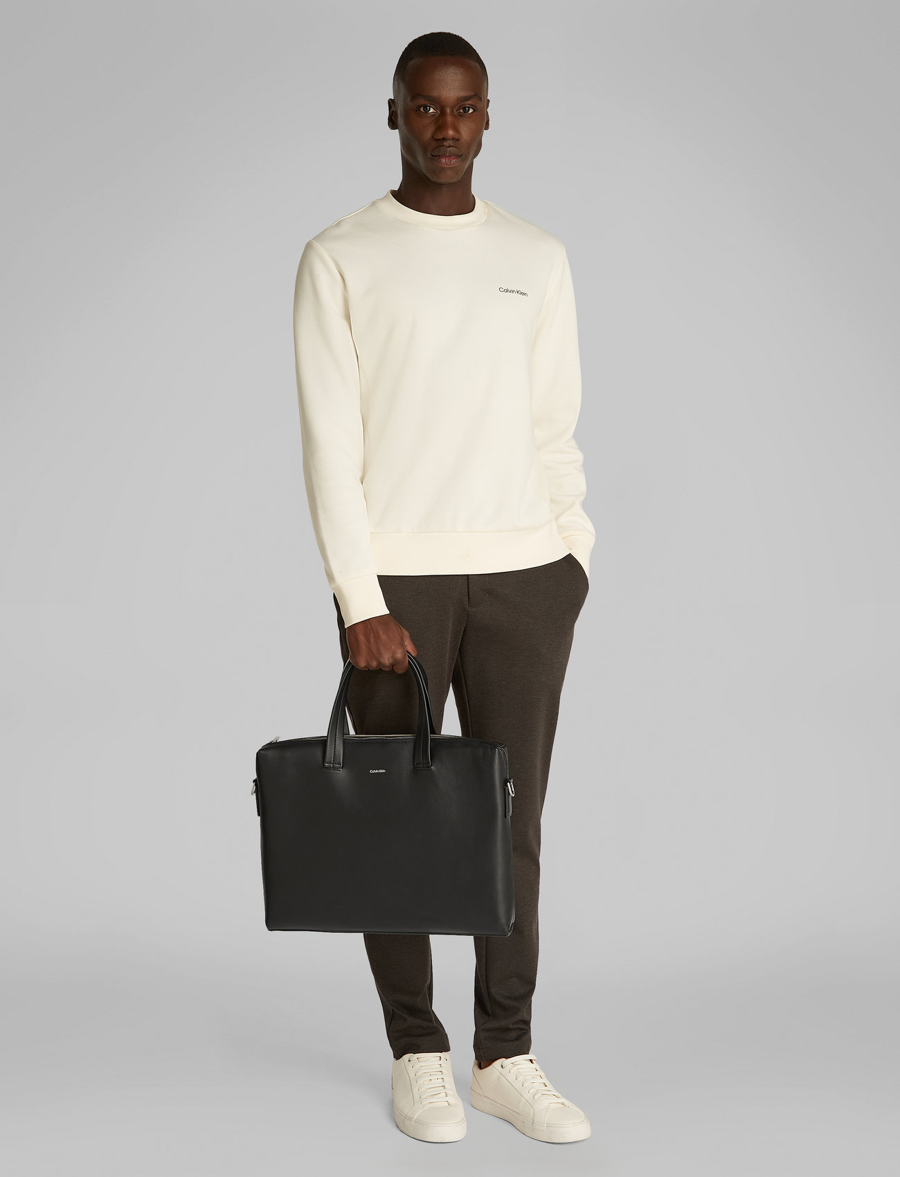 Calvin Klein - CK PREMIUM LEATHER  LAPTOP BAG - ck black - 0