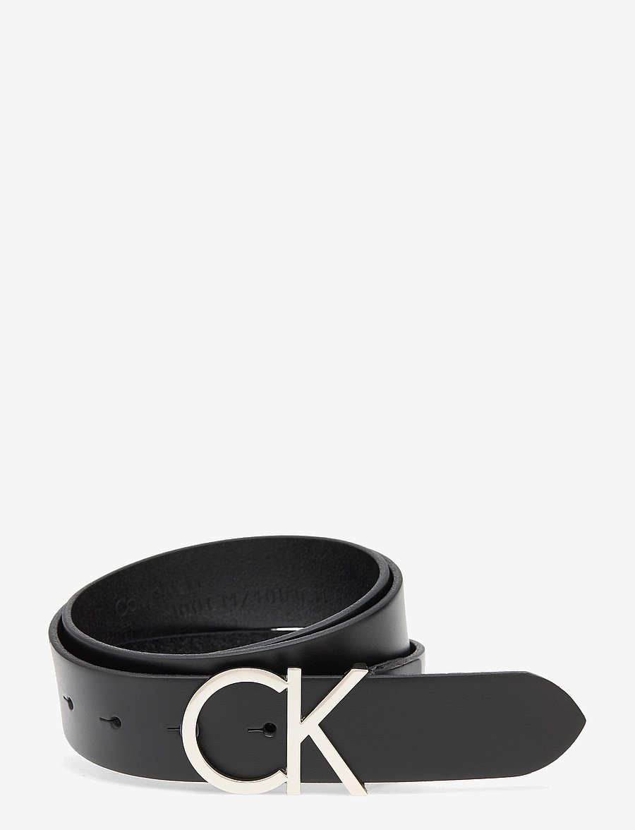 Calvin Klein - CK ADJ.LOGO BELT 3.5CM - nahkrihmad - black leather & light gold buckle - 1