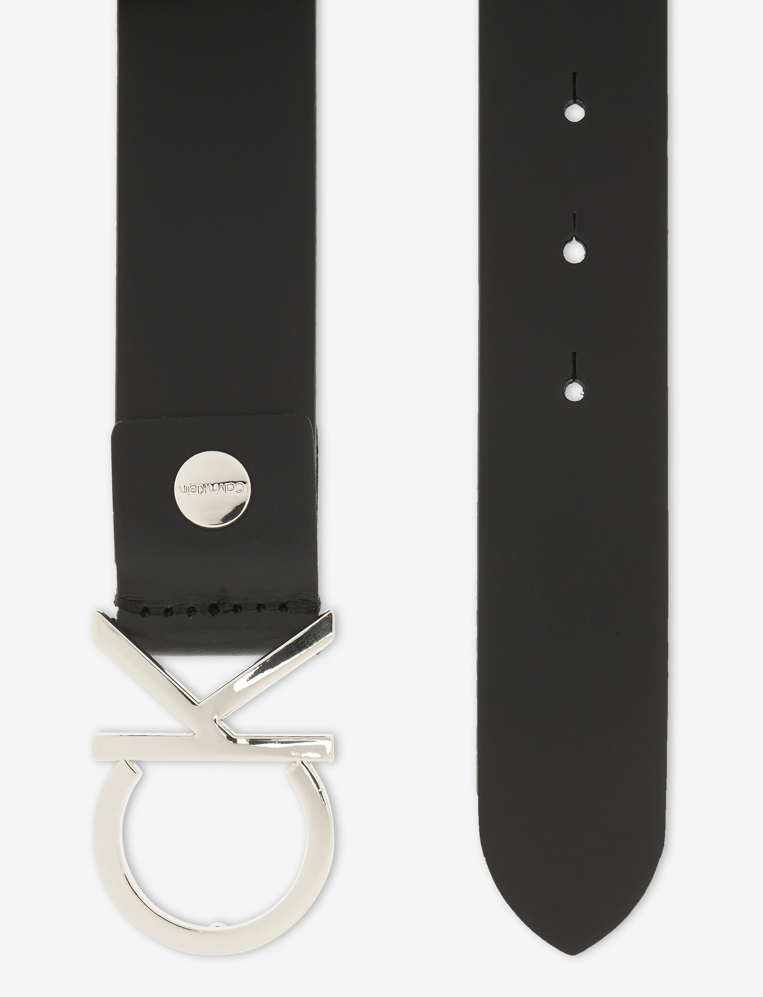 Calvin Klein - CK ADJ.LOGO BELT 3.5CM - nahkrihmad - black leather & light gold buckle - 2