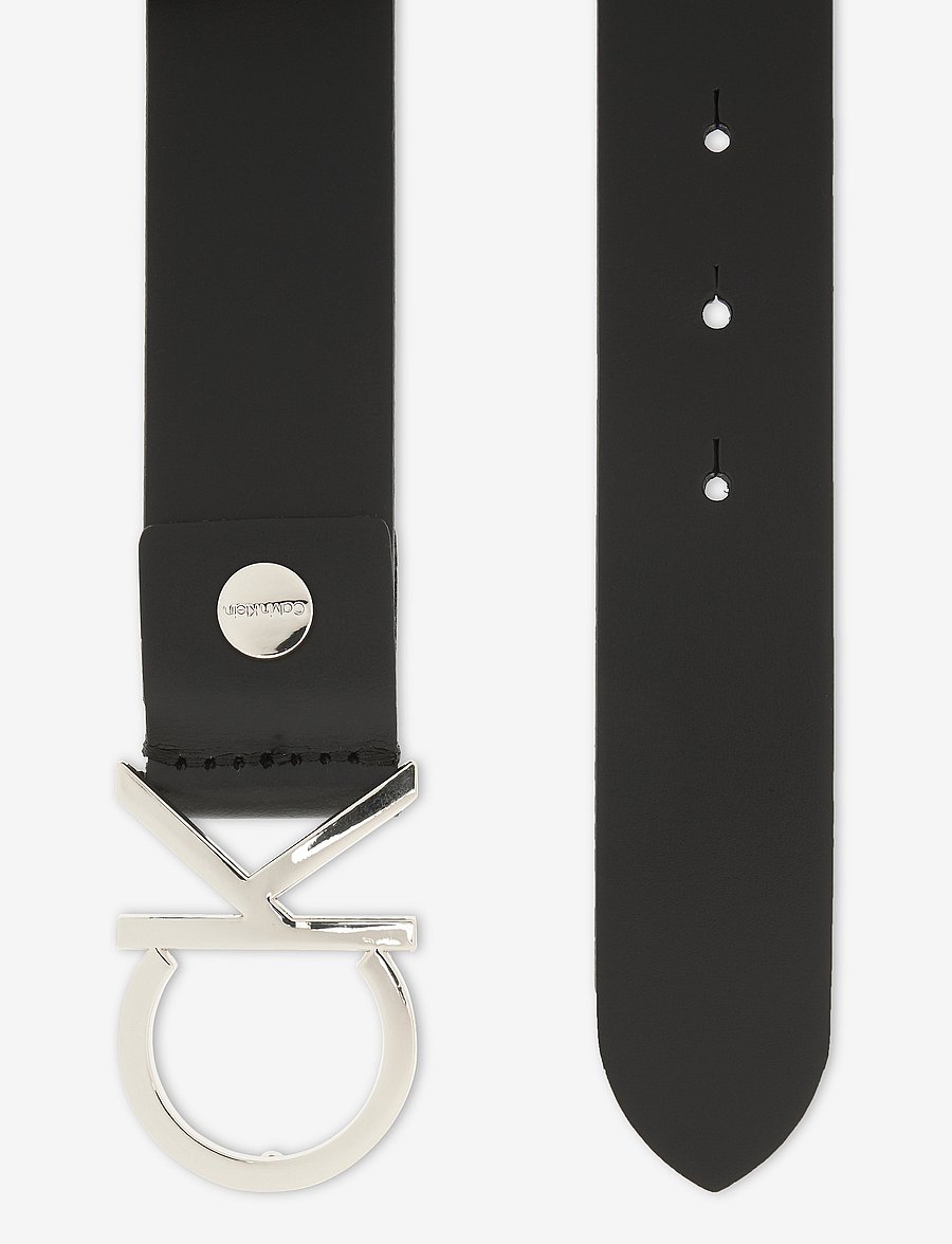 Calvin Klein - CK ADJ.LOGO BELT 3.5CM - nahkrihmad - black leather & light gold buckle - 2