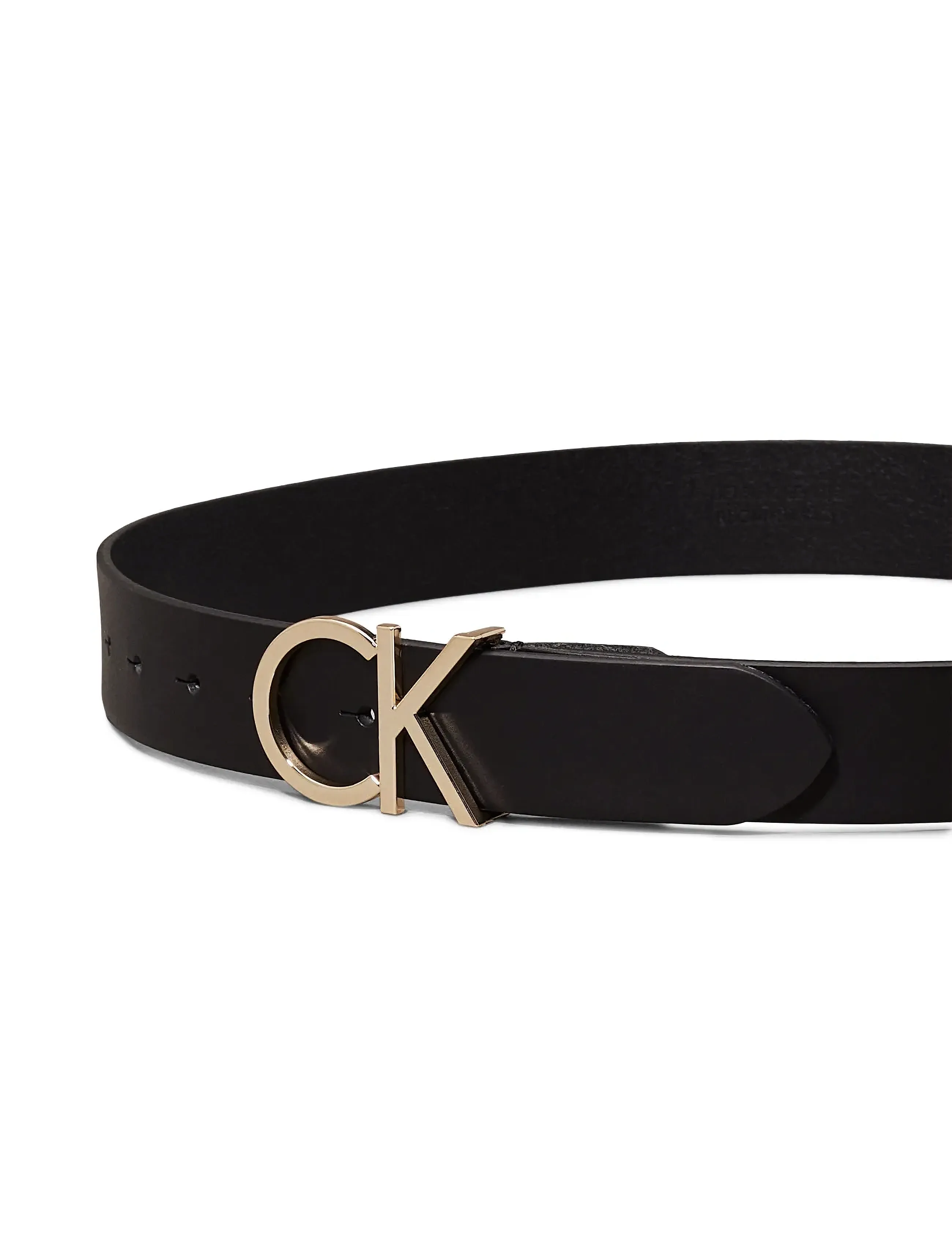 Calvin Klein - CK ADJ.LOGO BELT 3.5CM - nahkrihmad - black leather & light gold buckle - 5