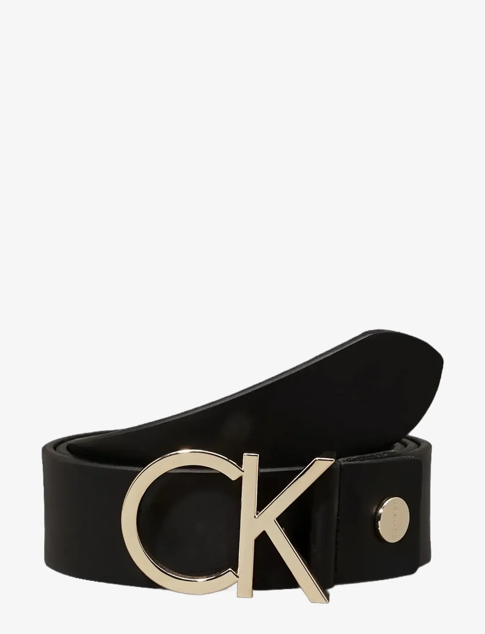 Calvin Klein - CK ADJ.LOGO BELT 3.5CM - vardagsskärp - black leather & light gold buckle - 4