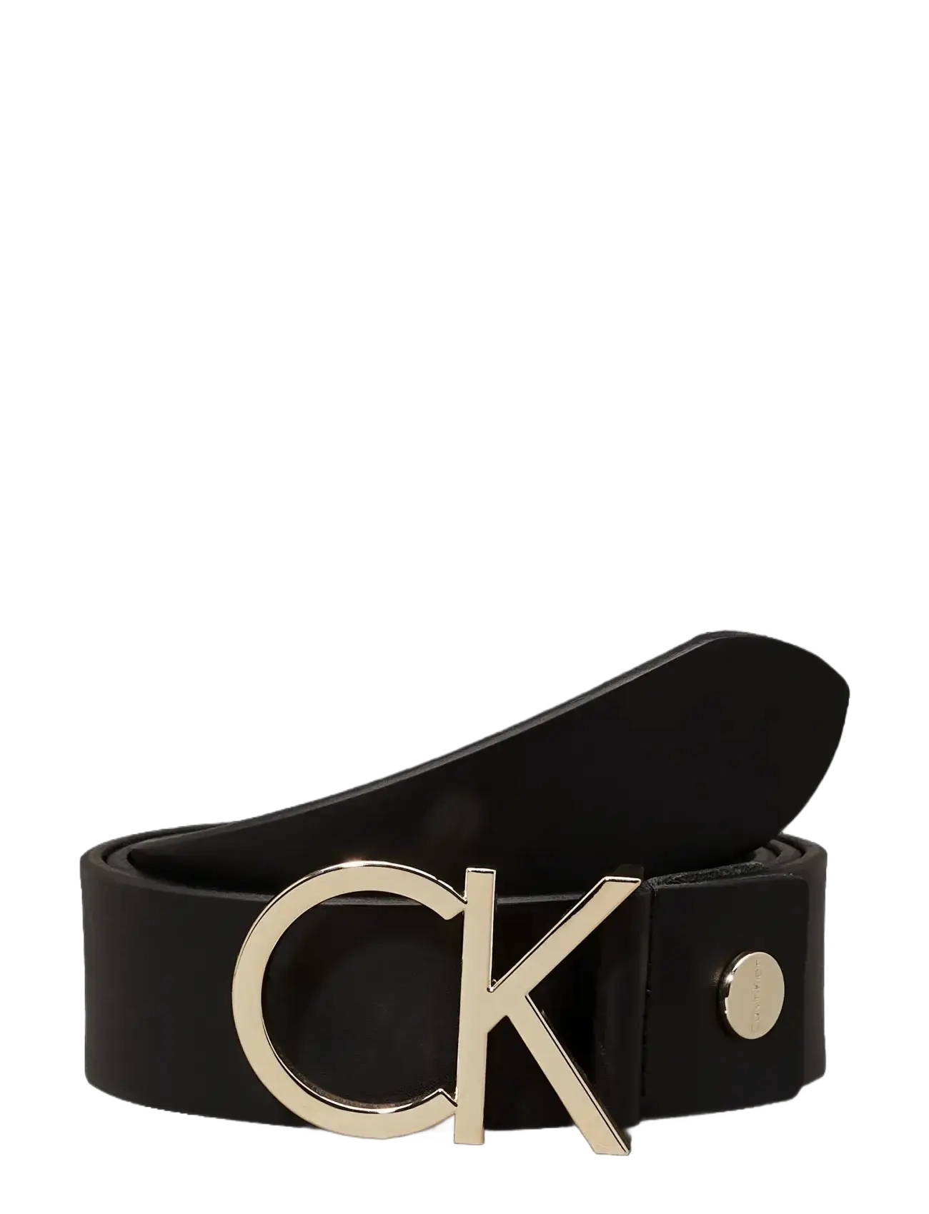 Calvin Klein - CK ADJ.LOGO BELT 3.5CM - nahkrihmad - black leather & light gold buckle - 4