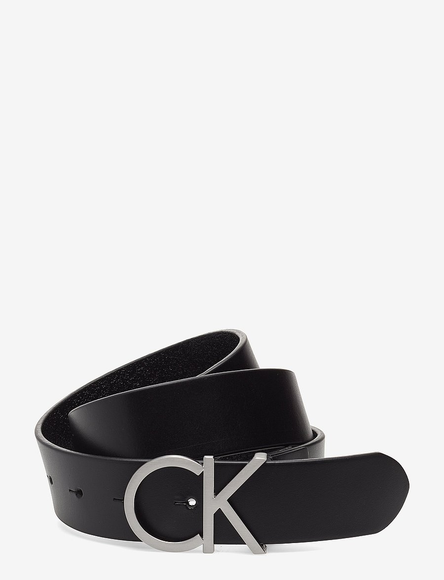 Calvin Klein - CK ADJ.LOGO BELT 3.5CM - leather belts - black - 0