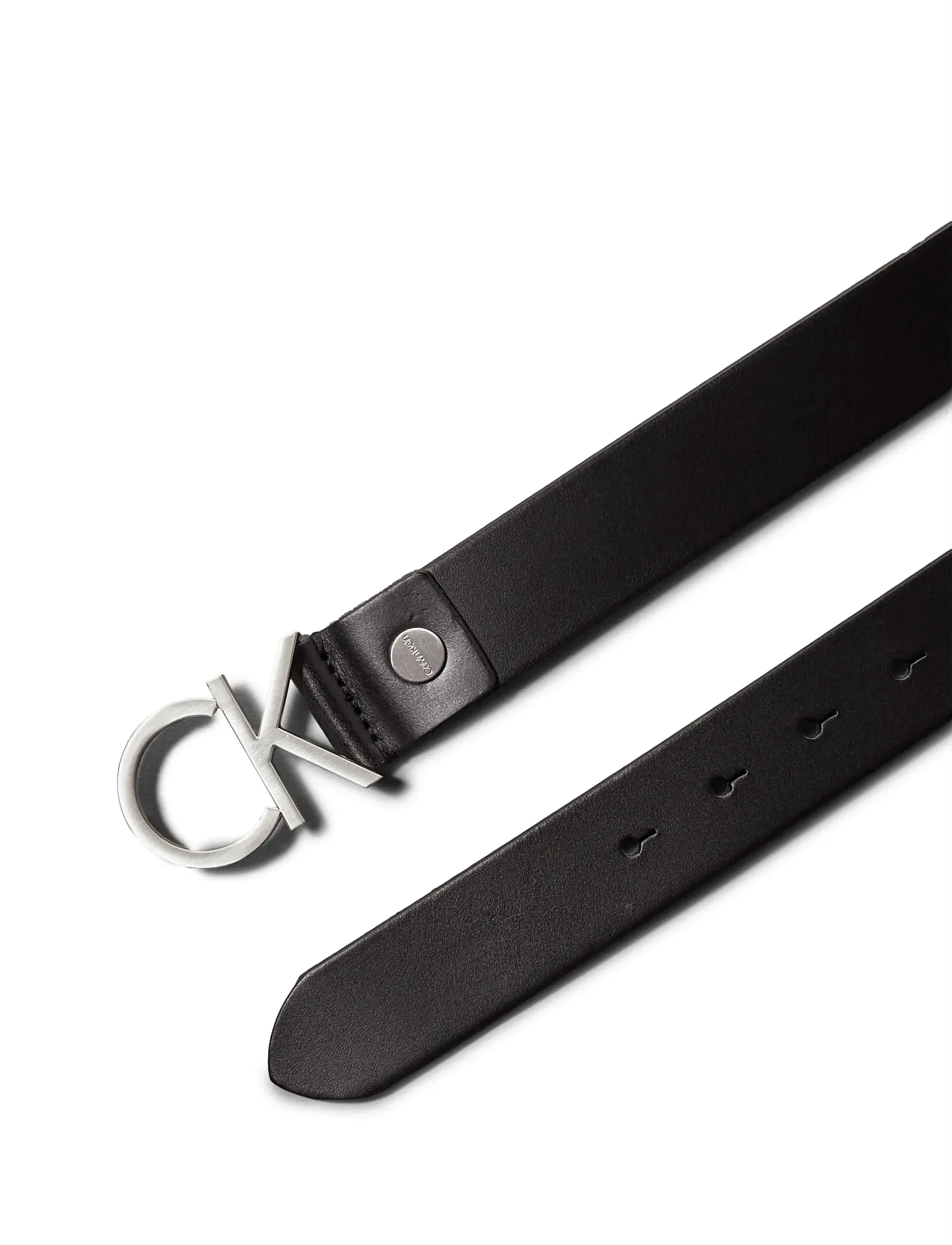 Calvin Klein - CK ADJ.LOGO BELT 3.5CM - leather belts - black - 3