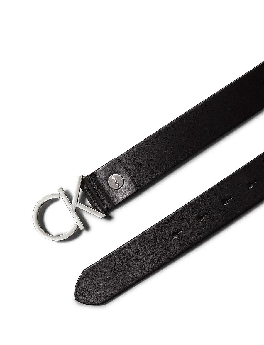 Calvin Klein - CK ADJ.LOGO BELT 3.5CM - leather belts - black - 3