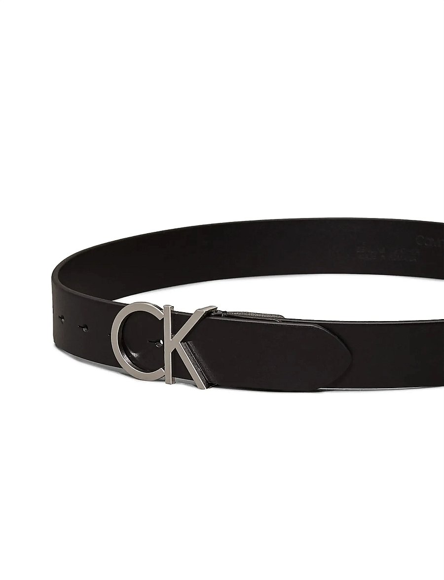 Calvin Klein - CK ADJ.LOGO BELT 3.5CM - leather belts - black - 4