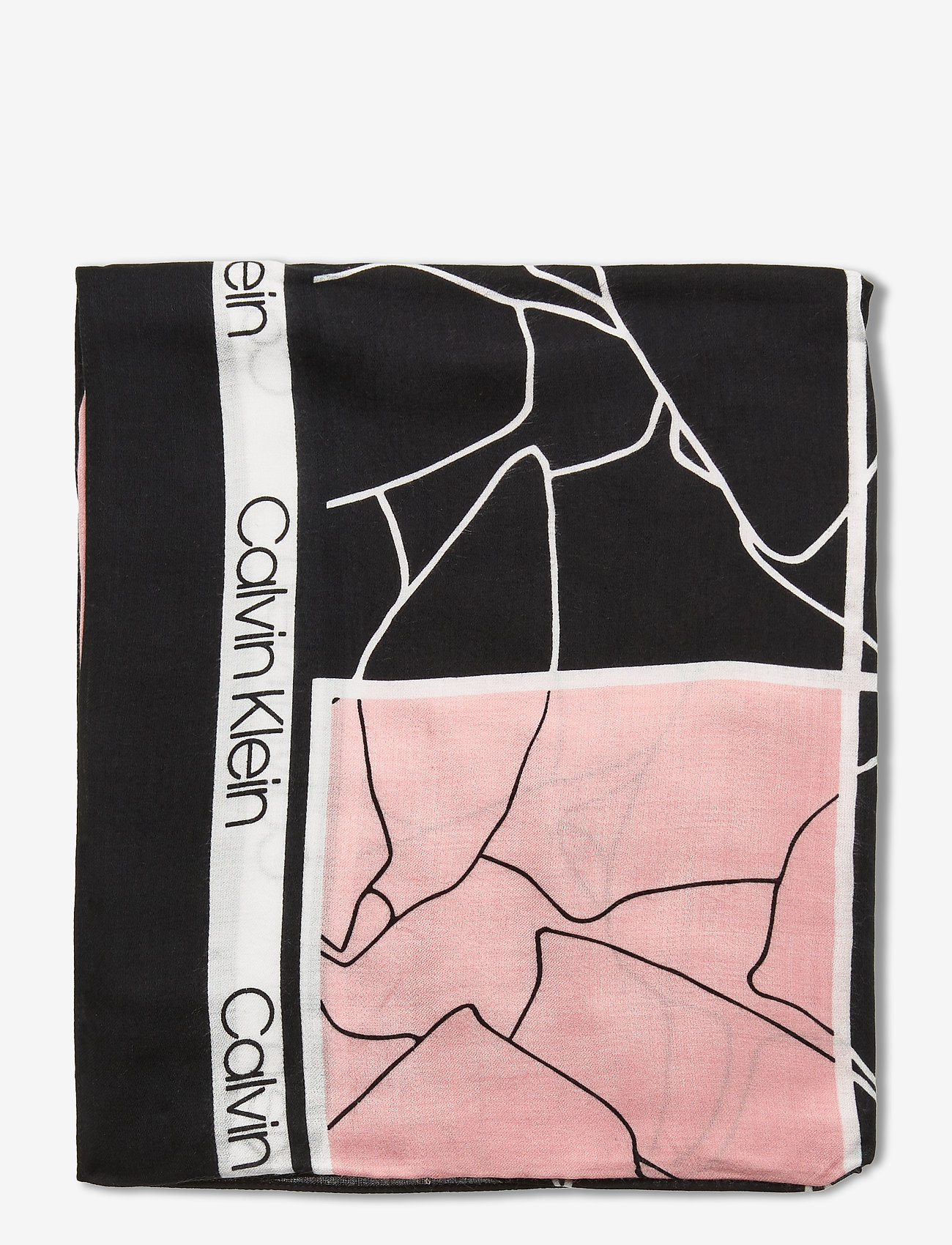 Calvin Klein - FLORAL SCARF 130X130 - black/silver pink - 1